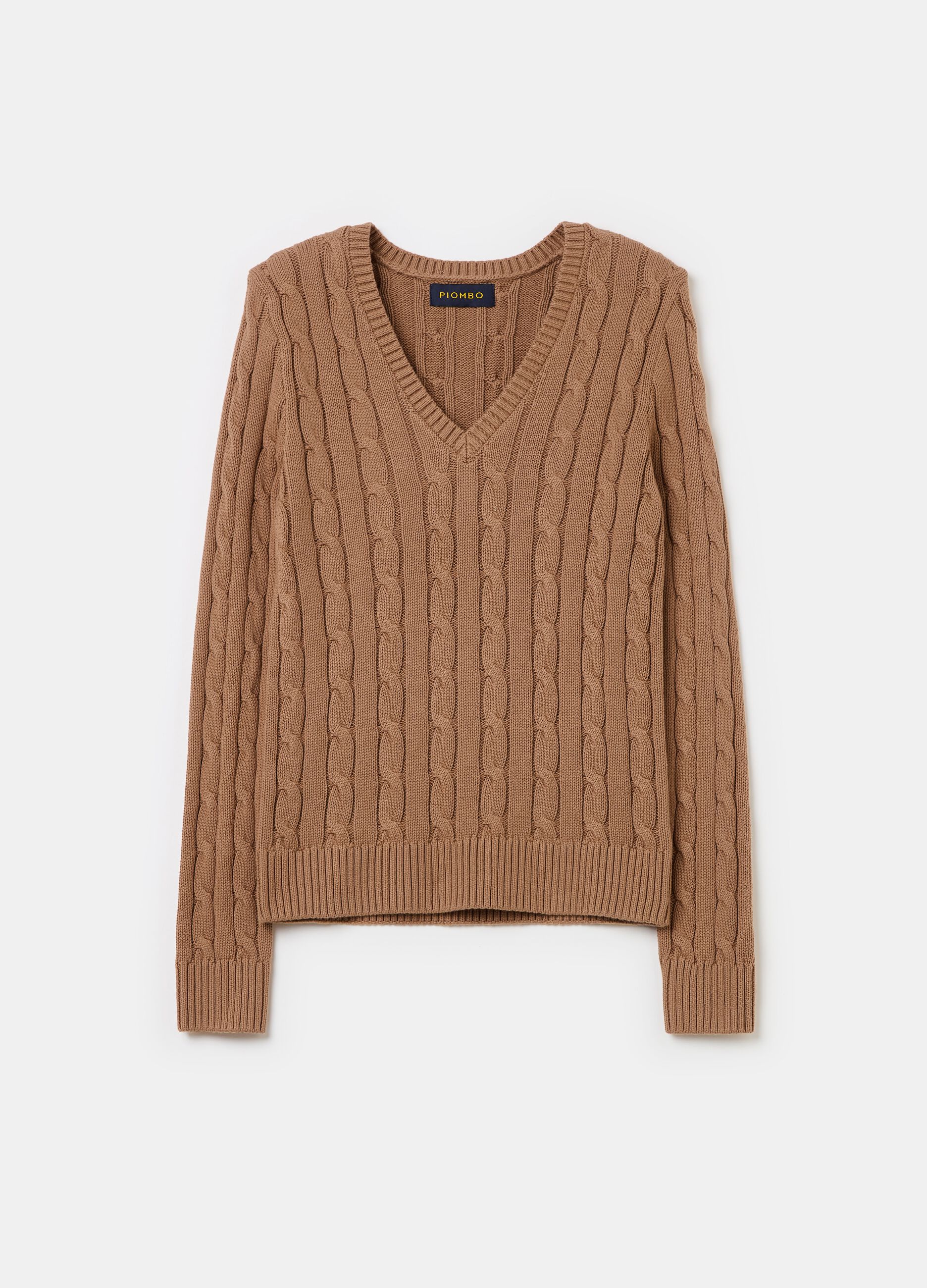 Cable-knit pullover with V neck