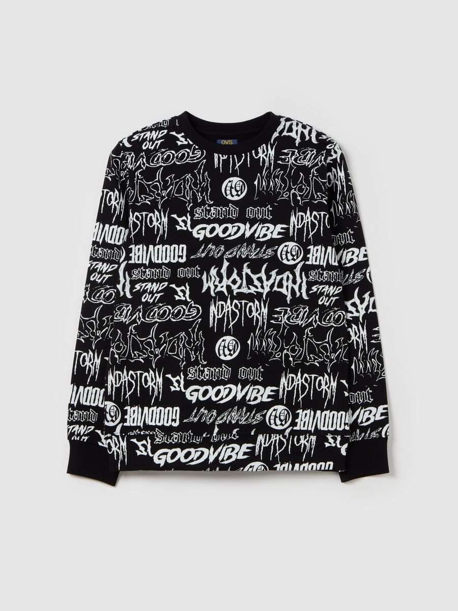 Round neck sweatshirt with all-over print_0