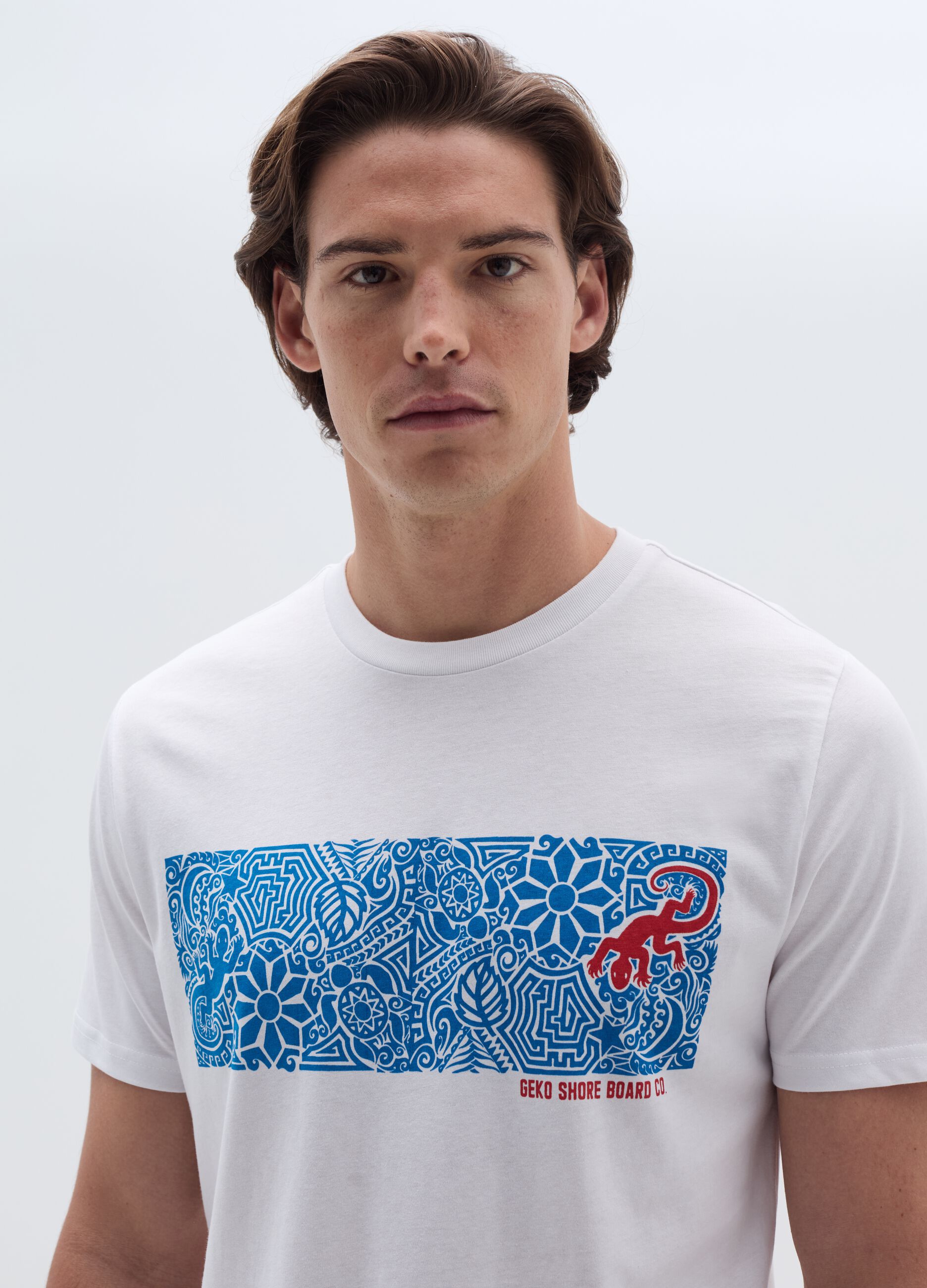 T-shirt in cotone con stampa geco