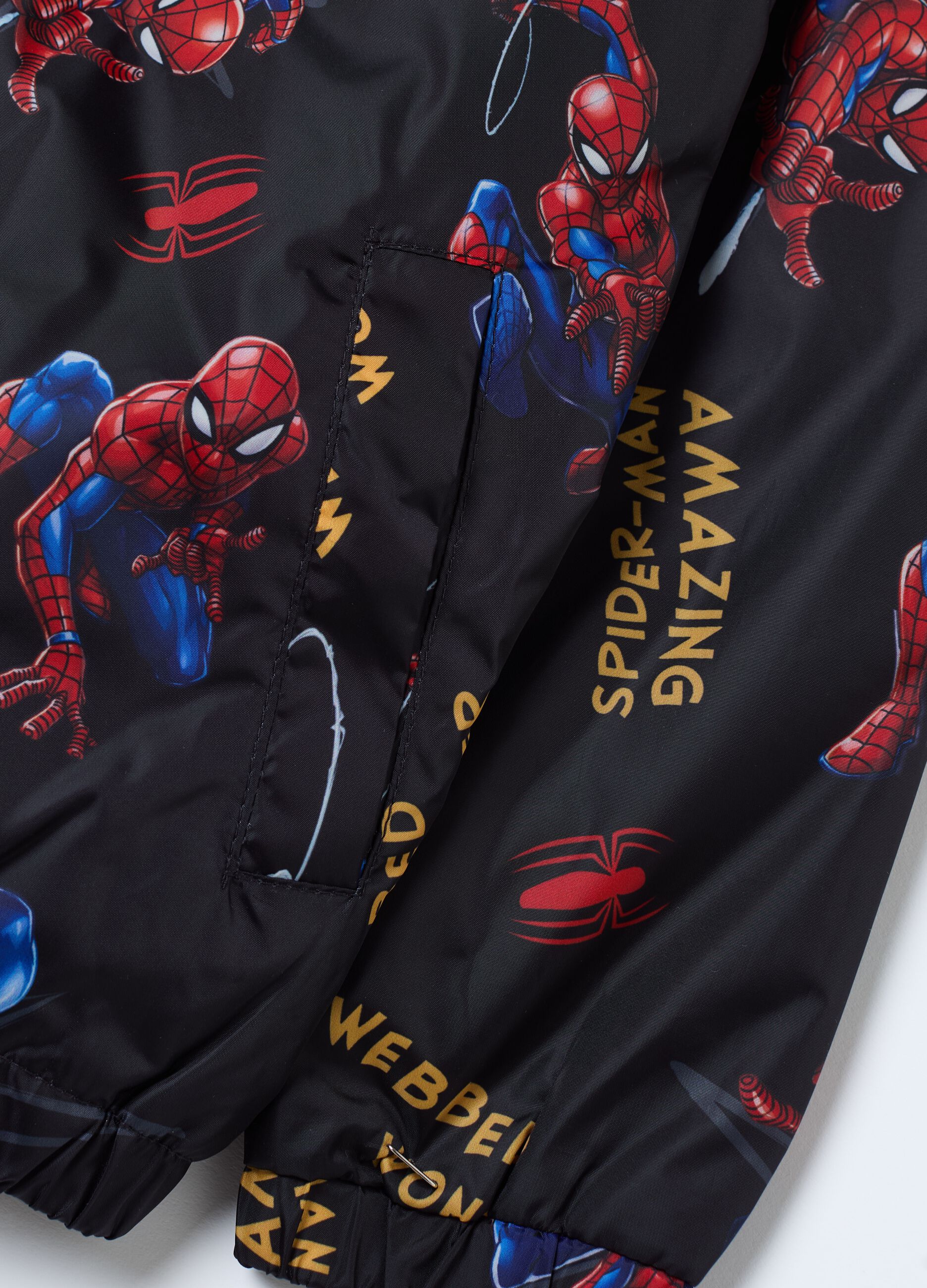 Short full-zip jacket with Spider-Man print