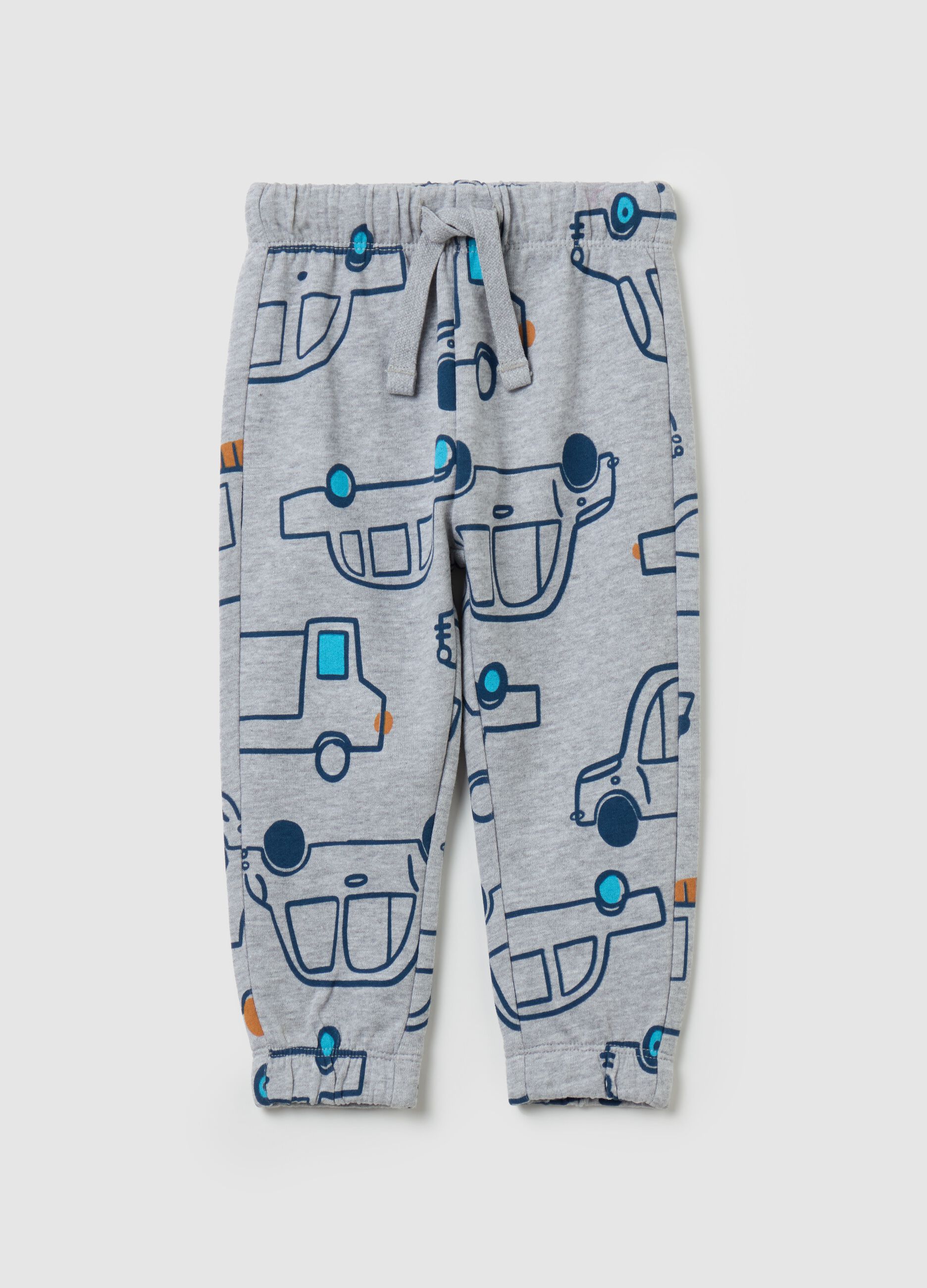 Fleece joggers with drawstring and print