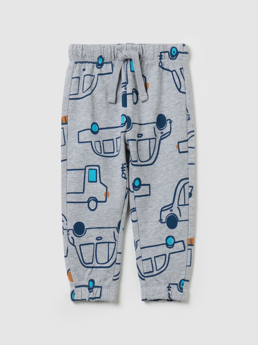 Fleece joggers with drawstring and print_0