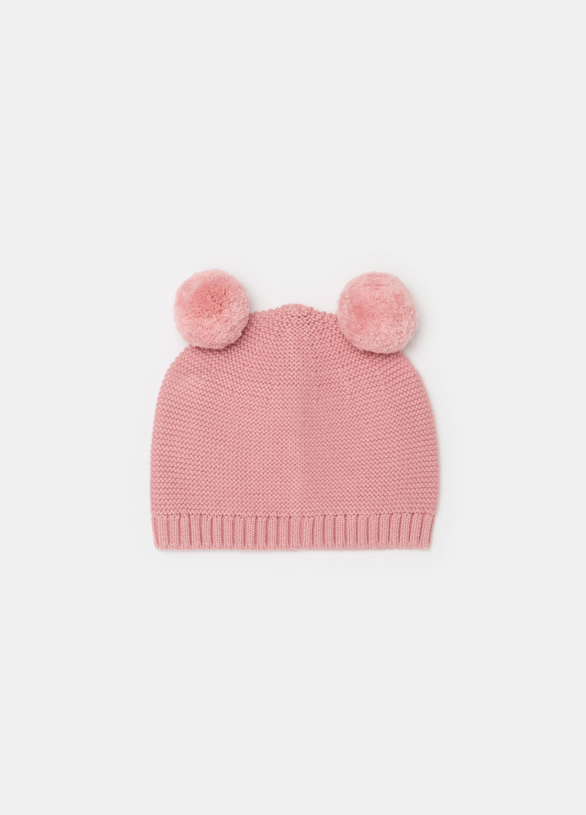 Knitted hat with pompom