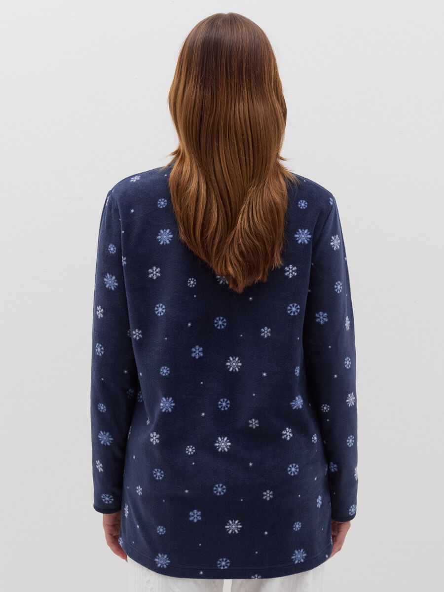 Short full-zip dressing gown with snowflakes print_2