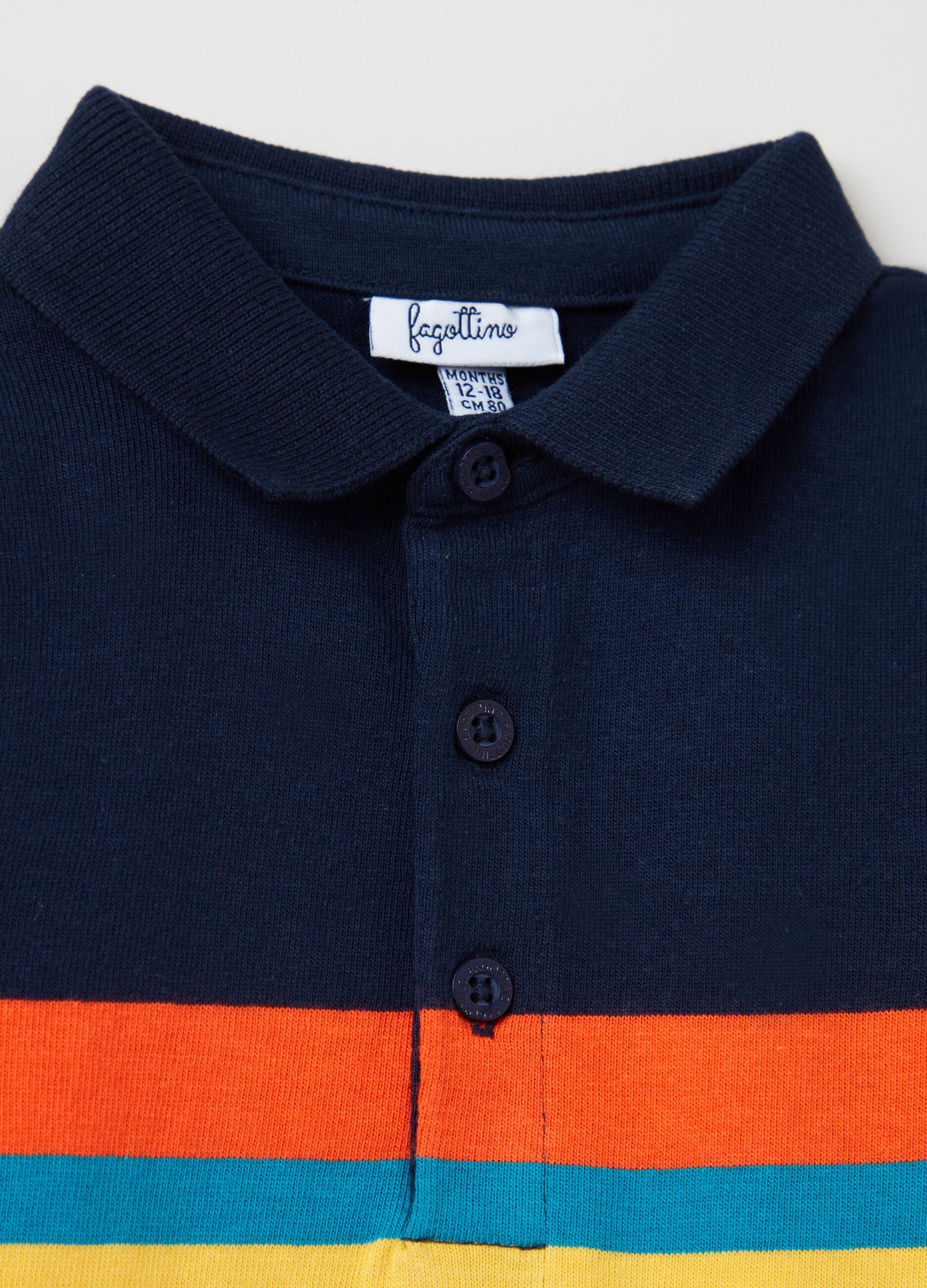 Long-sleeved polo shirt with stripe print