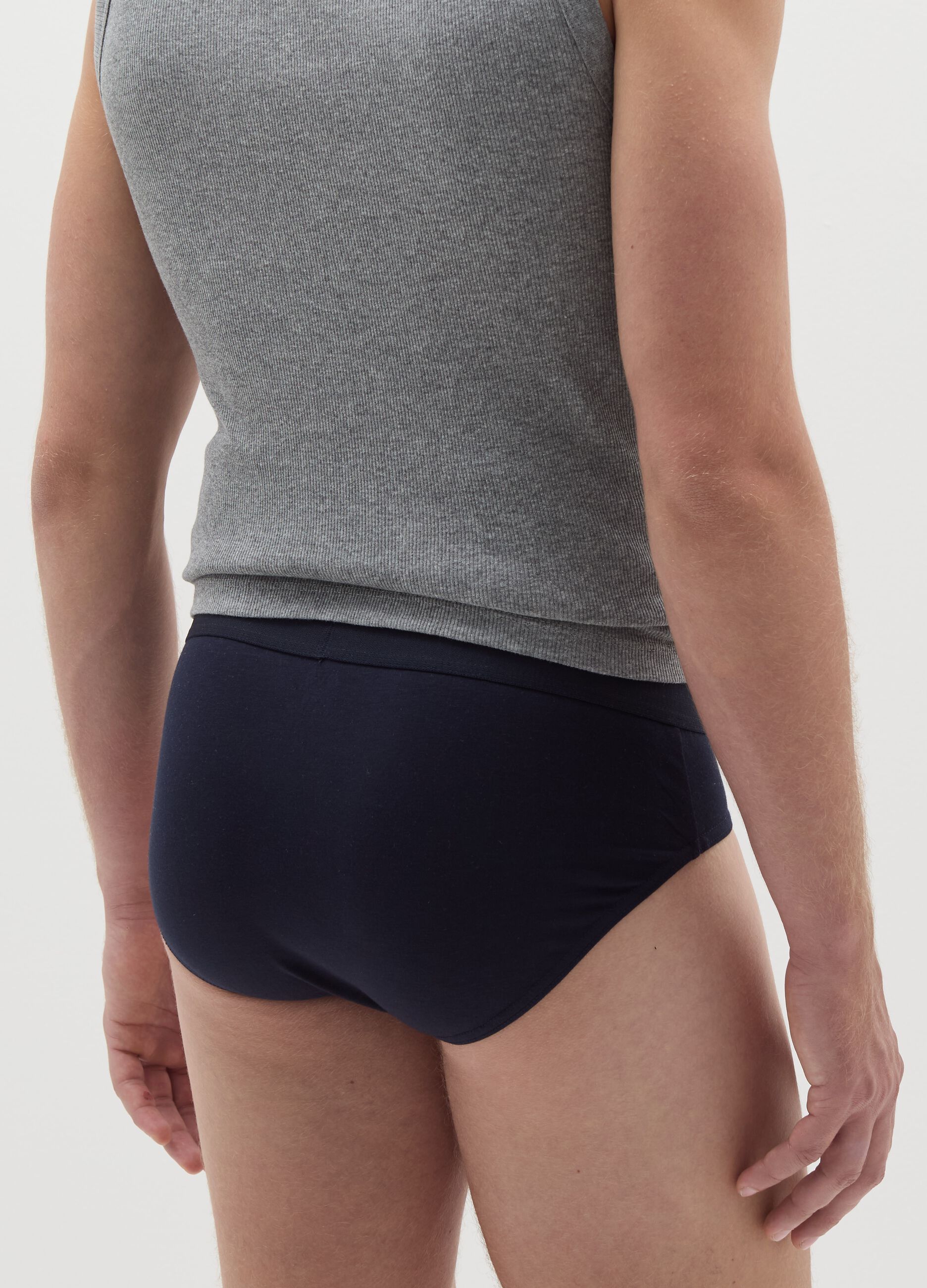 Three-pack briefs with external elastic