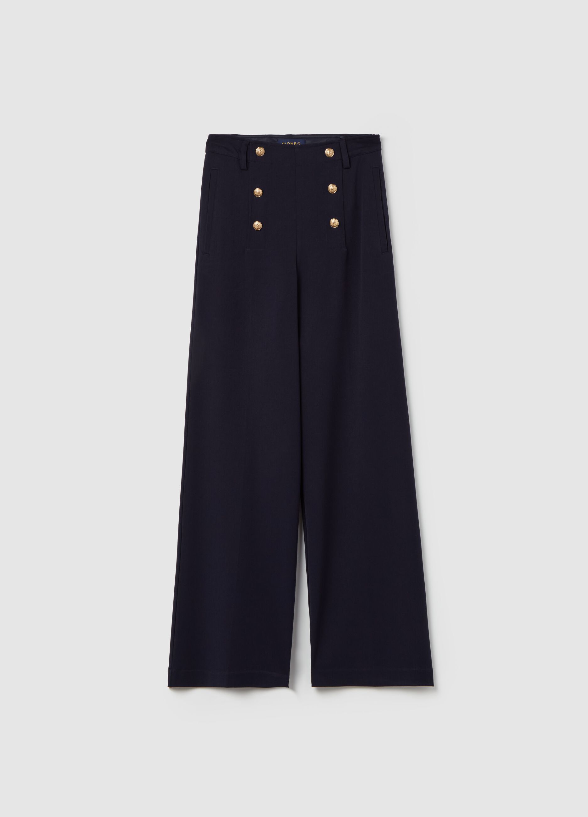 Contemporary wide-leg trousers with buttons