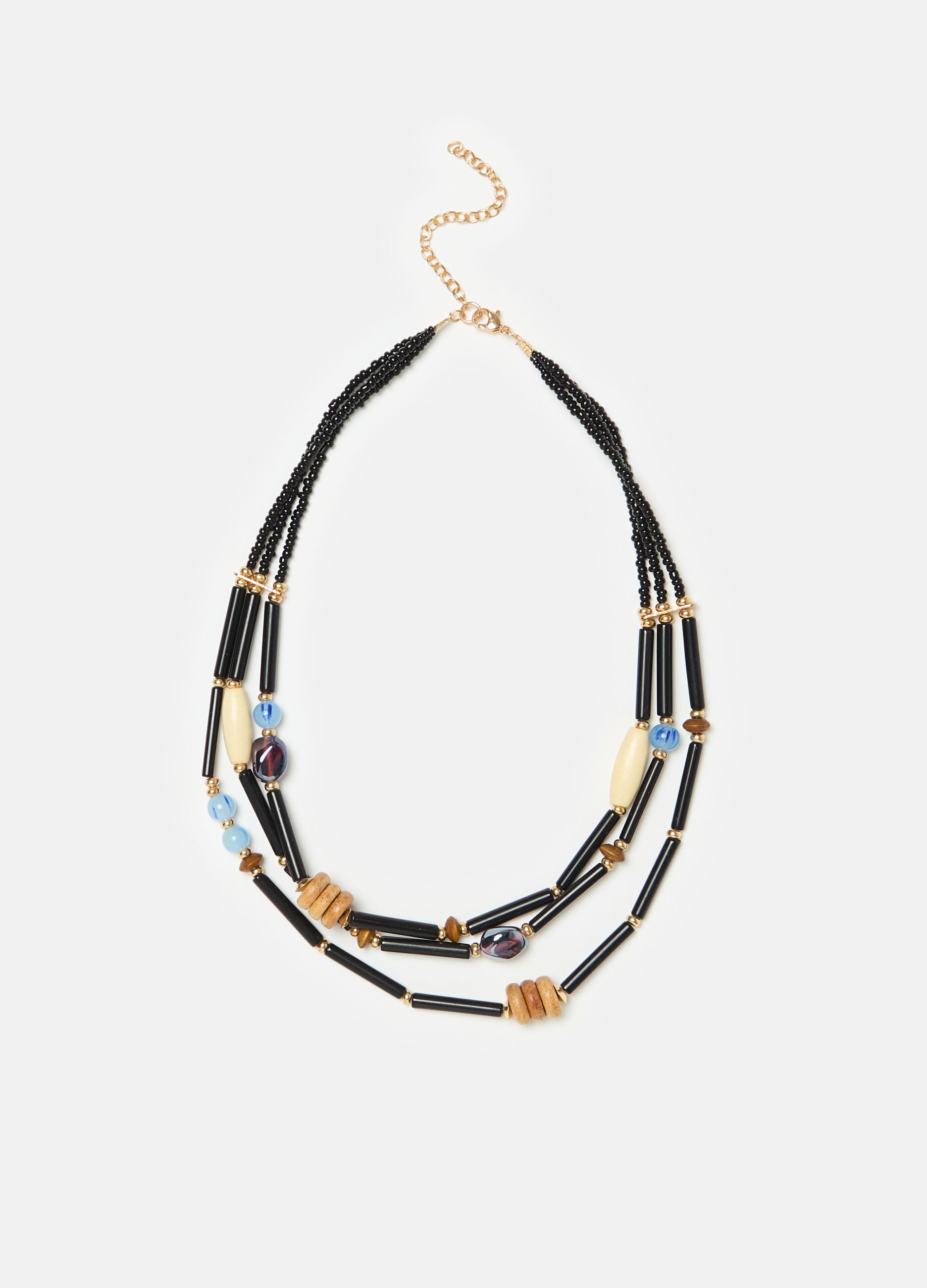 Multi-string beaded necklace