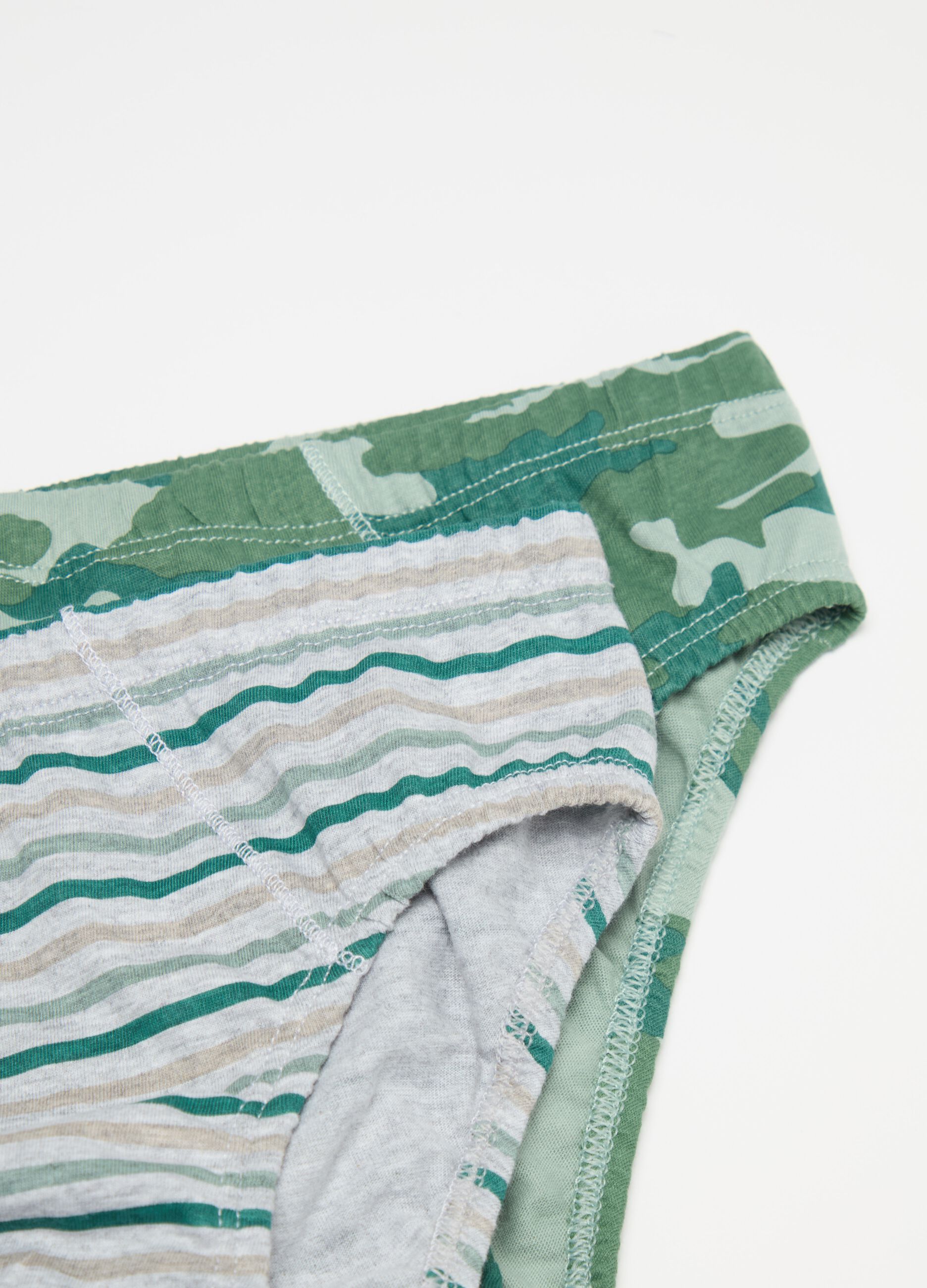 Three-pack camouflage briefs in organic cotton