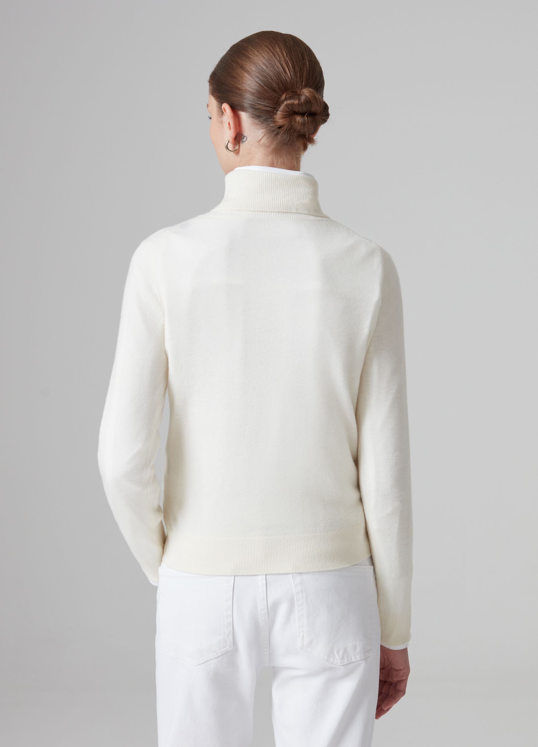 High-neck 100% cotton pullover