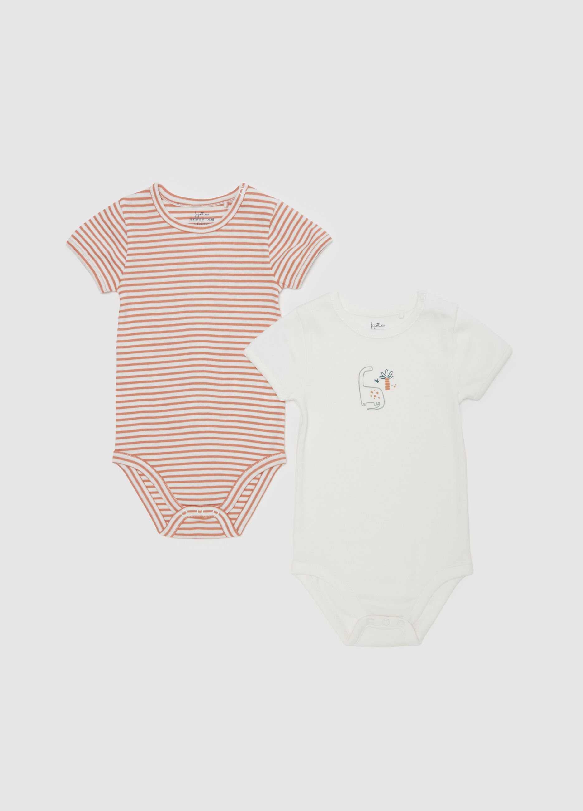 Two-pack bodysuits in organic cotton with striped pattern