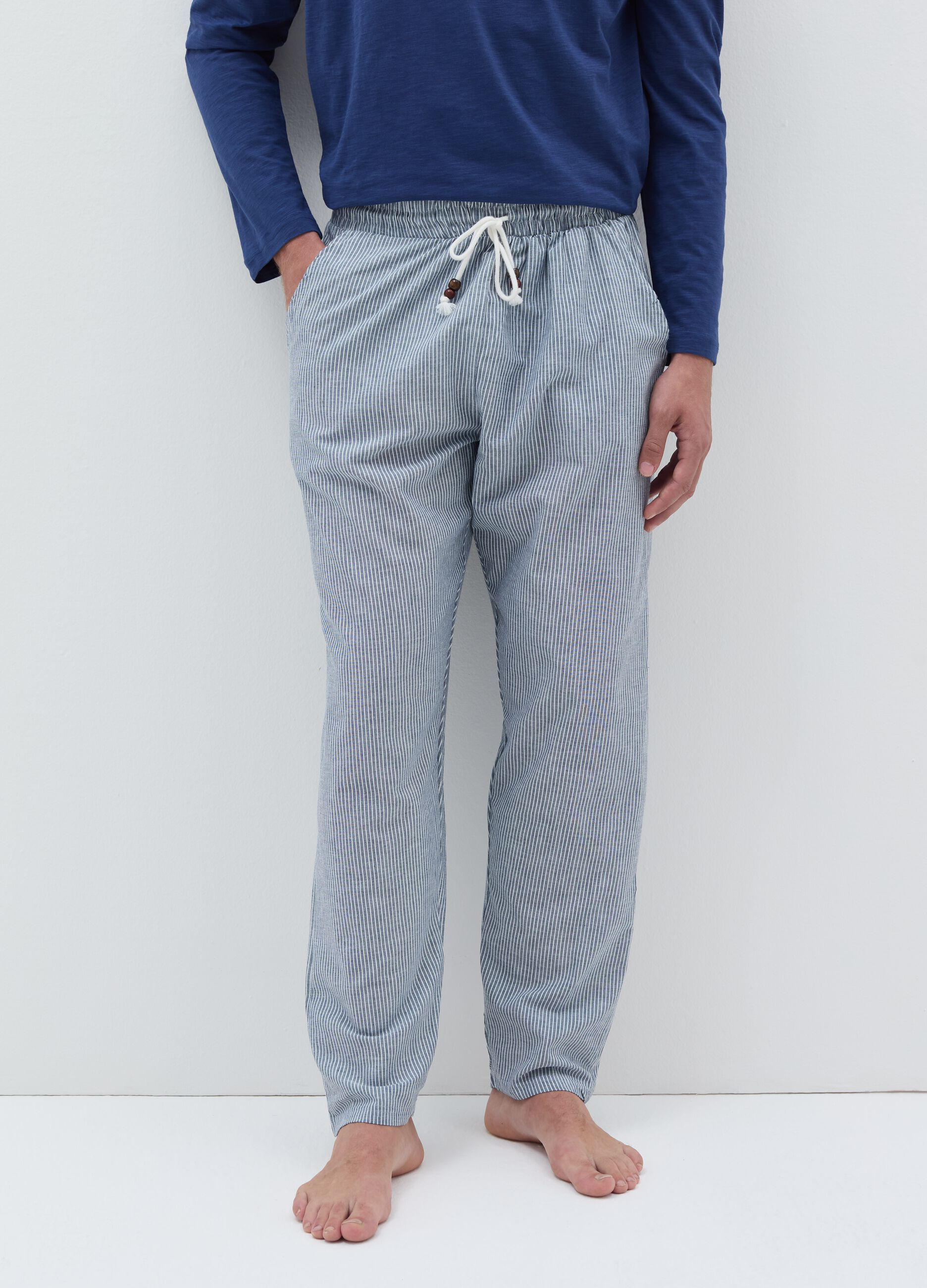 Long pyjamas with top in slub jersey