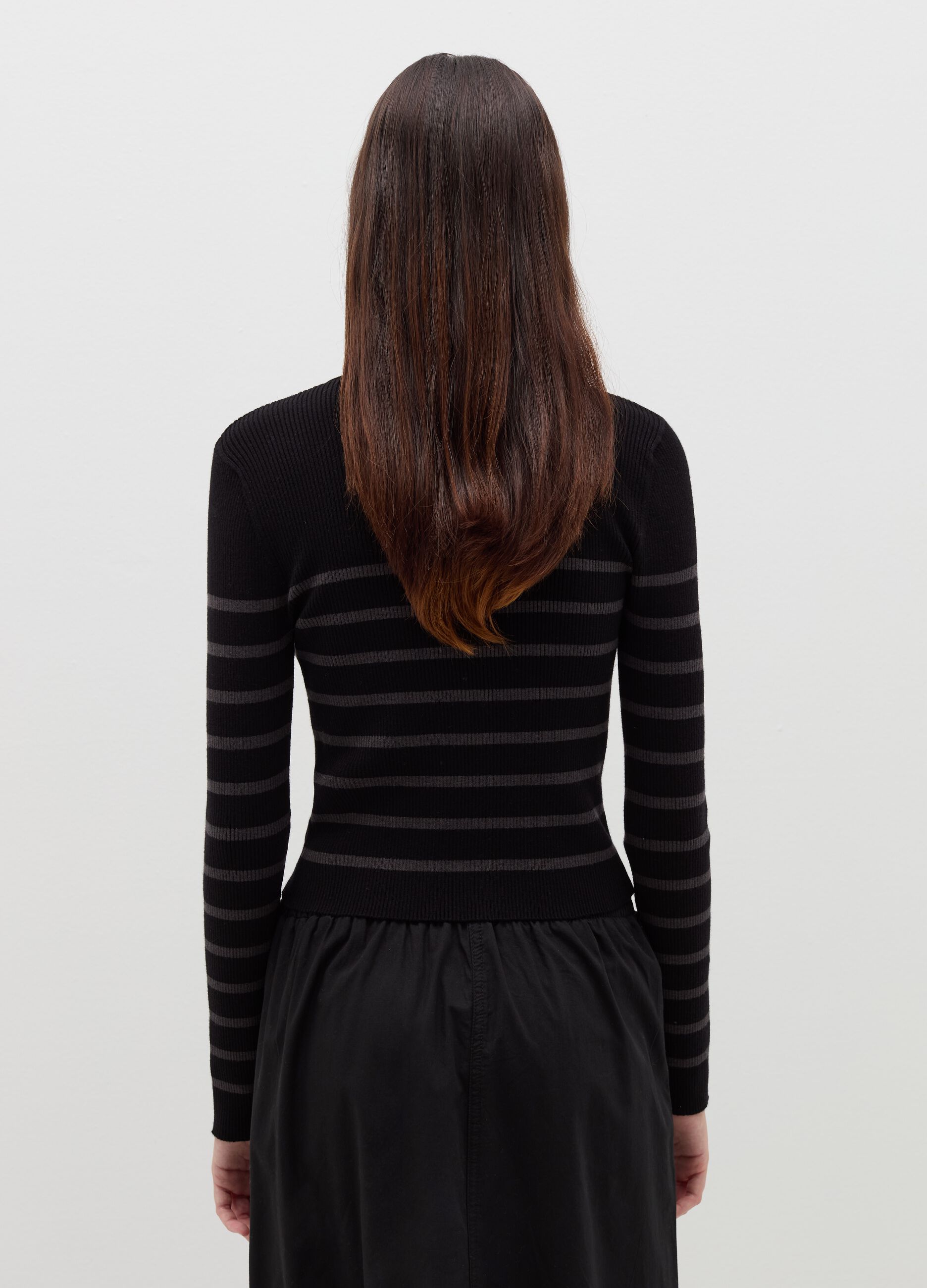 Pullover with striped mock neck