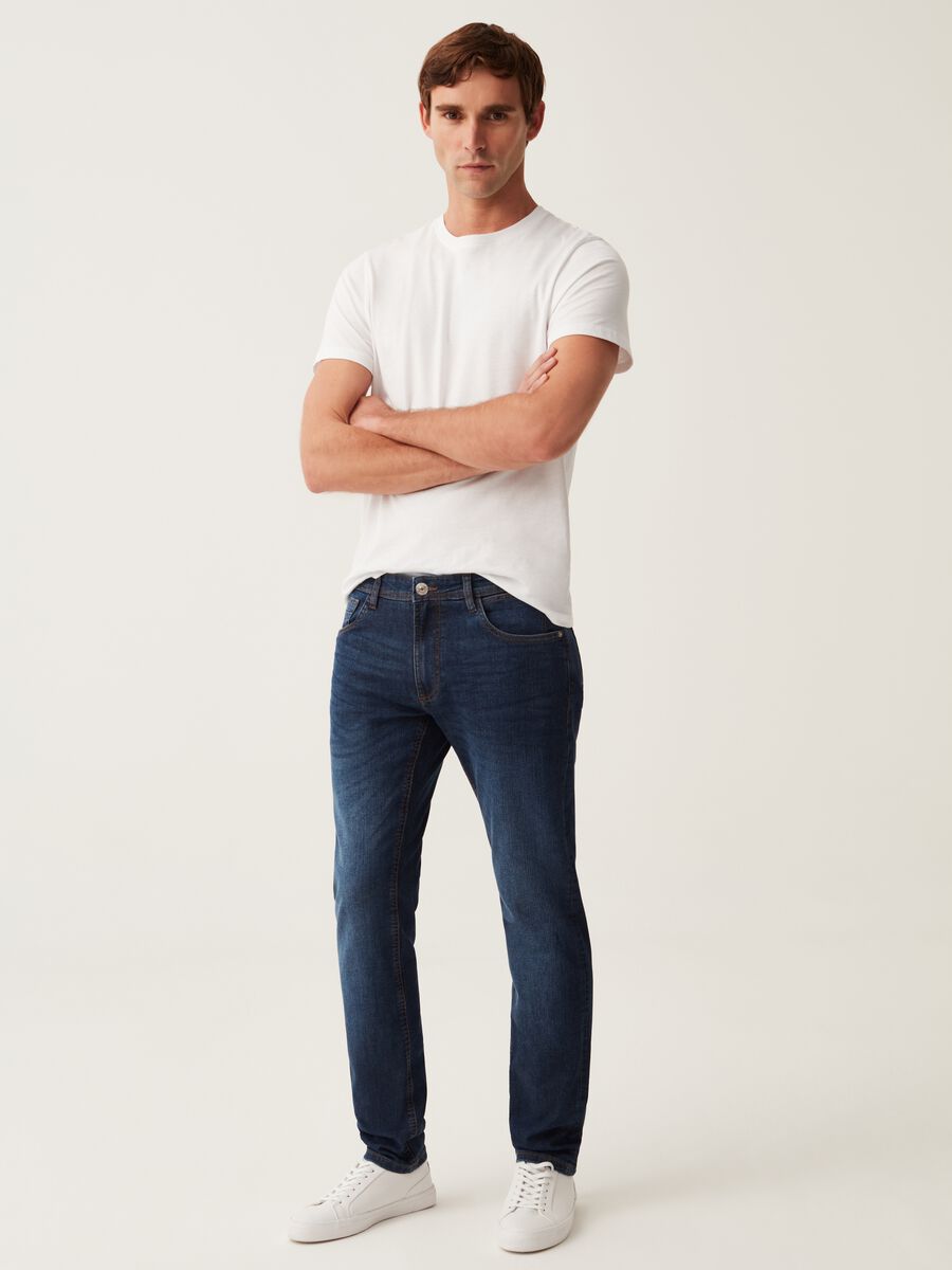 Jeans slim fit stretch con scoloriture_0