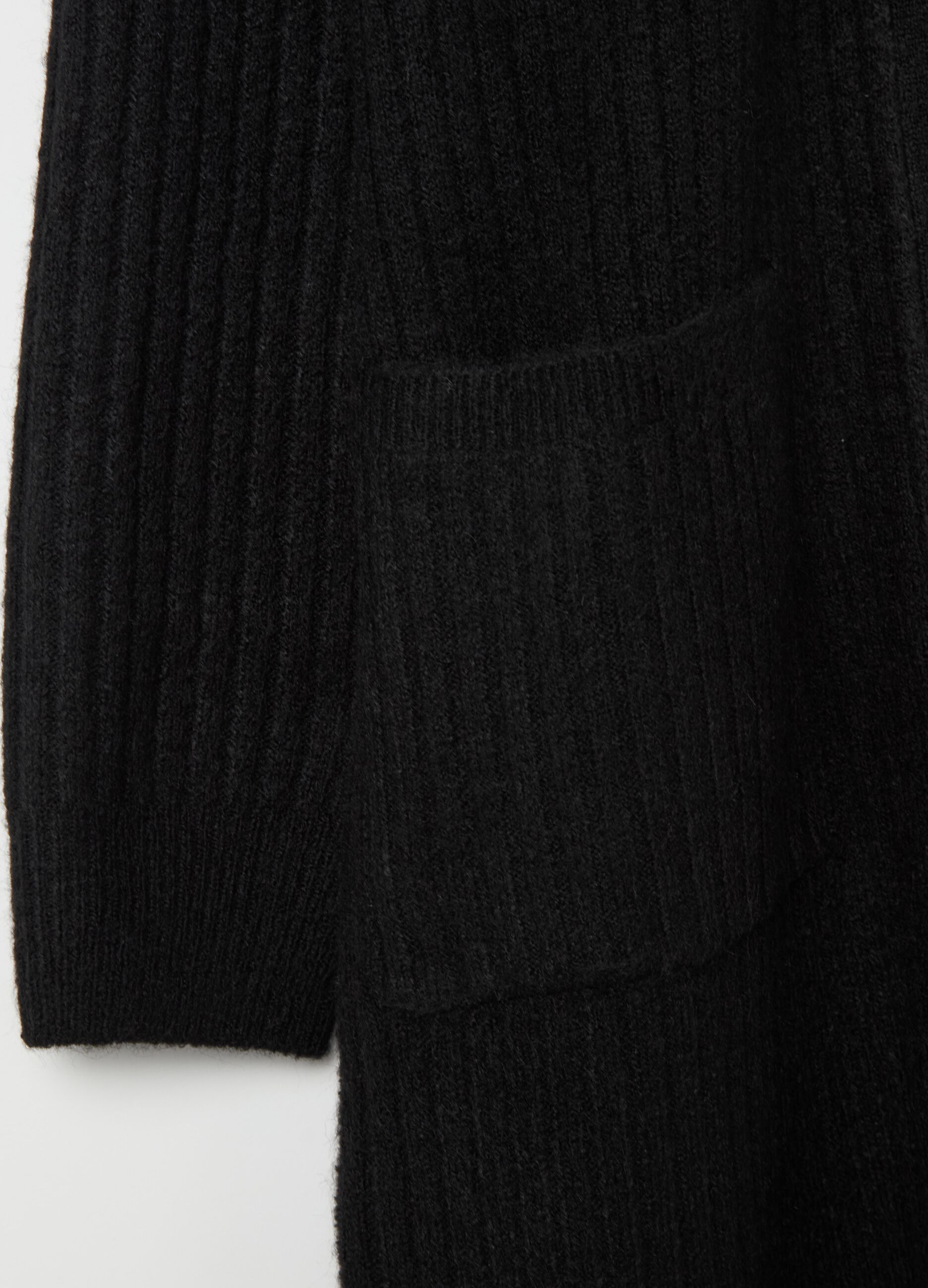 Long ribbed open cardigan