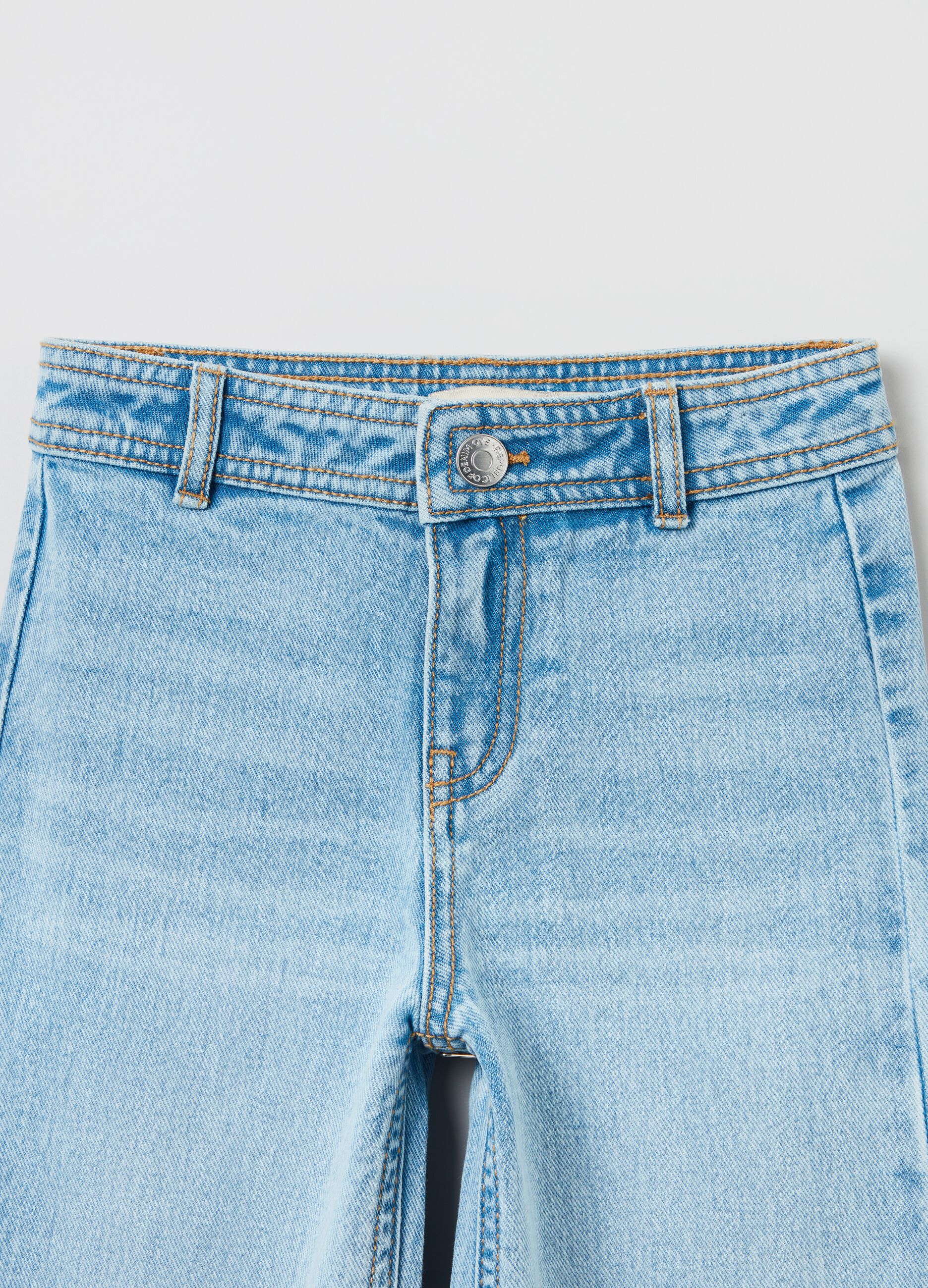 Marine-fit jeans with raw-cut hem