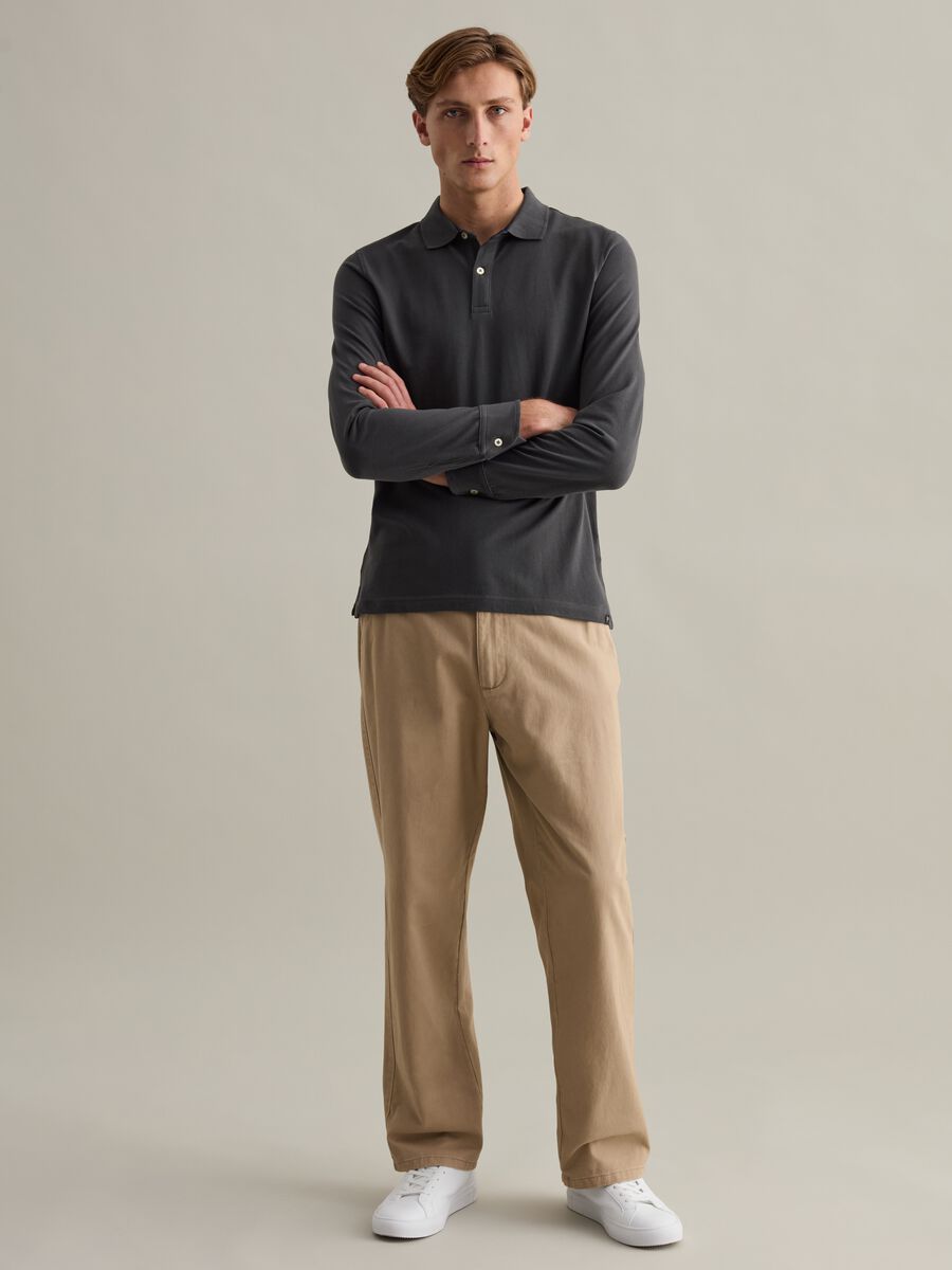 Long-sleeved polo shirt in piquet_0