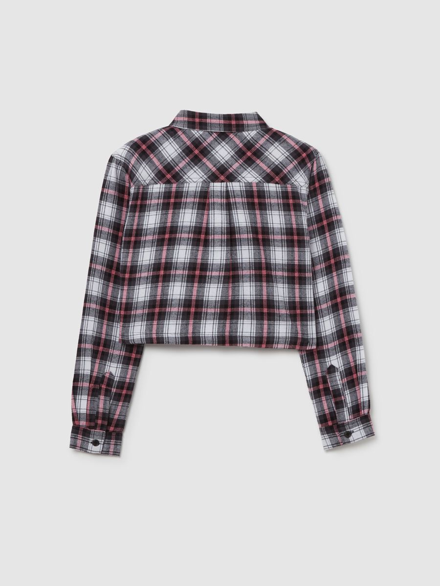 Crop shirt with check pattern_4