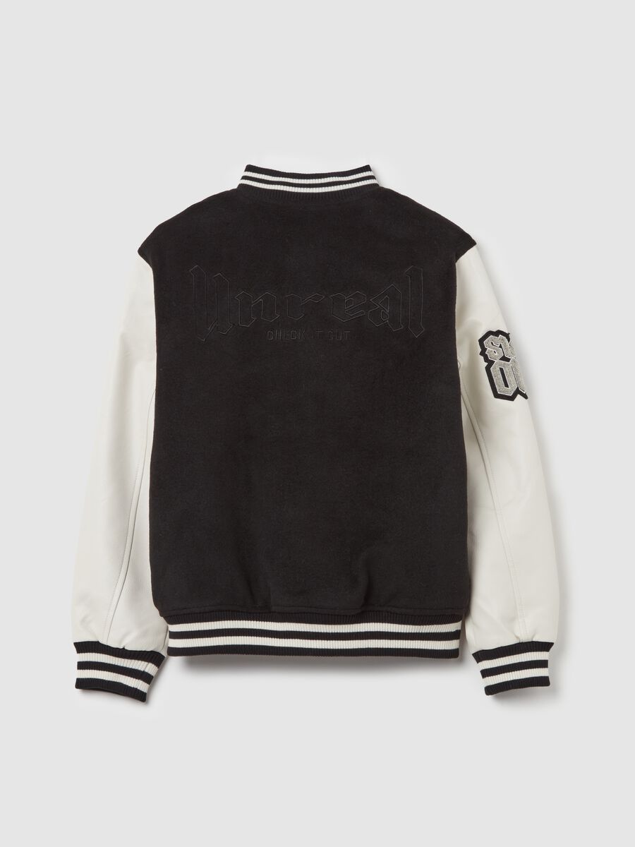 Combi bomber jacket with embroidered lettering_1