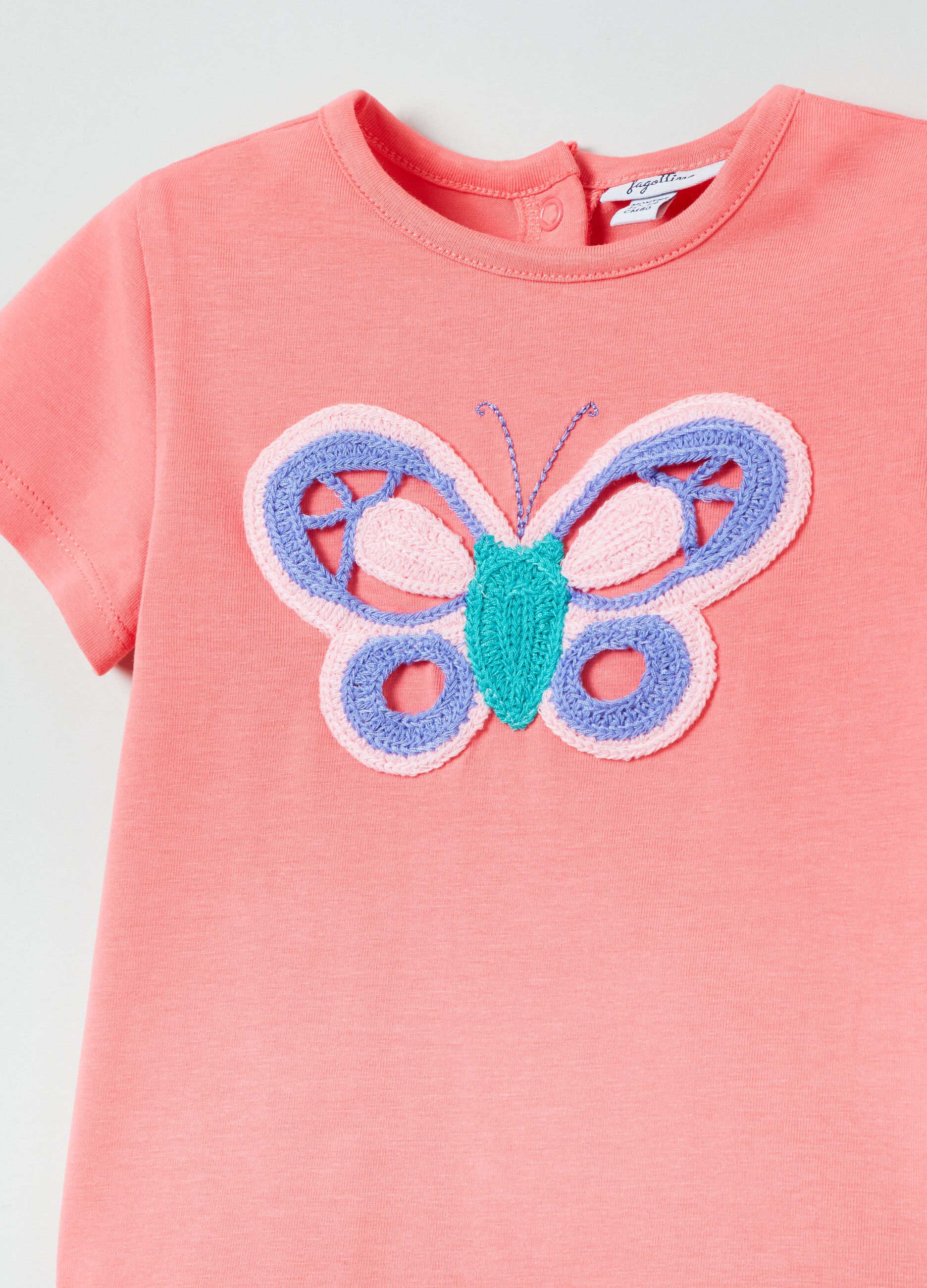 T-shirt with crochet butterfly