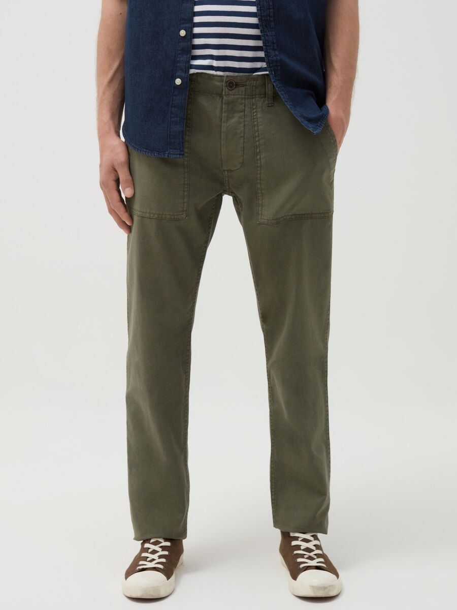 Regular-fit trousers in cotton and linen_1