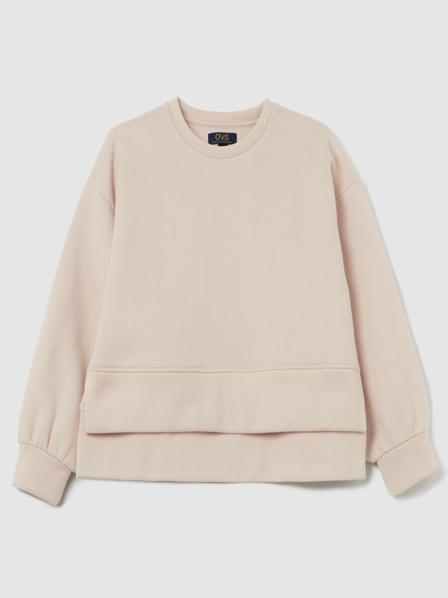 Solid colour sweatshirt with round neck_4