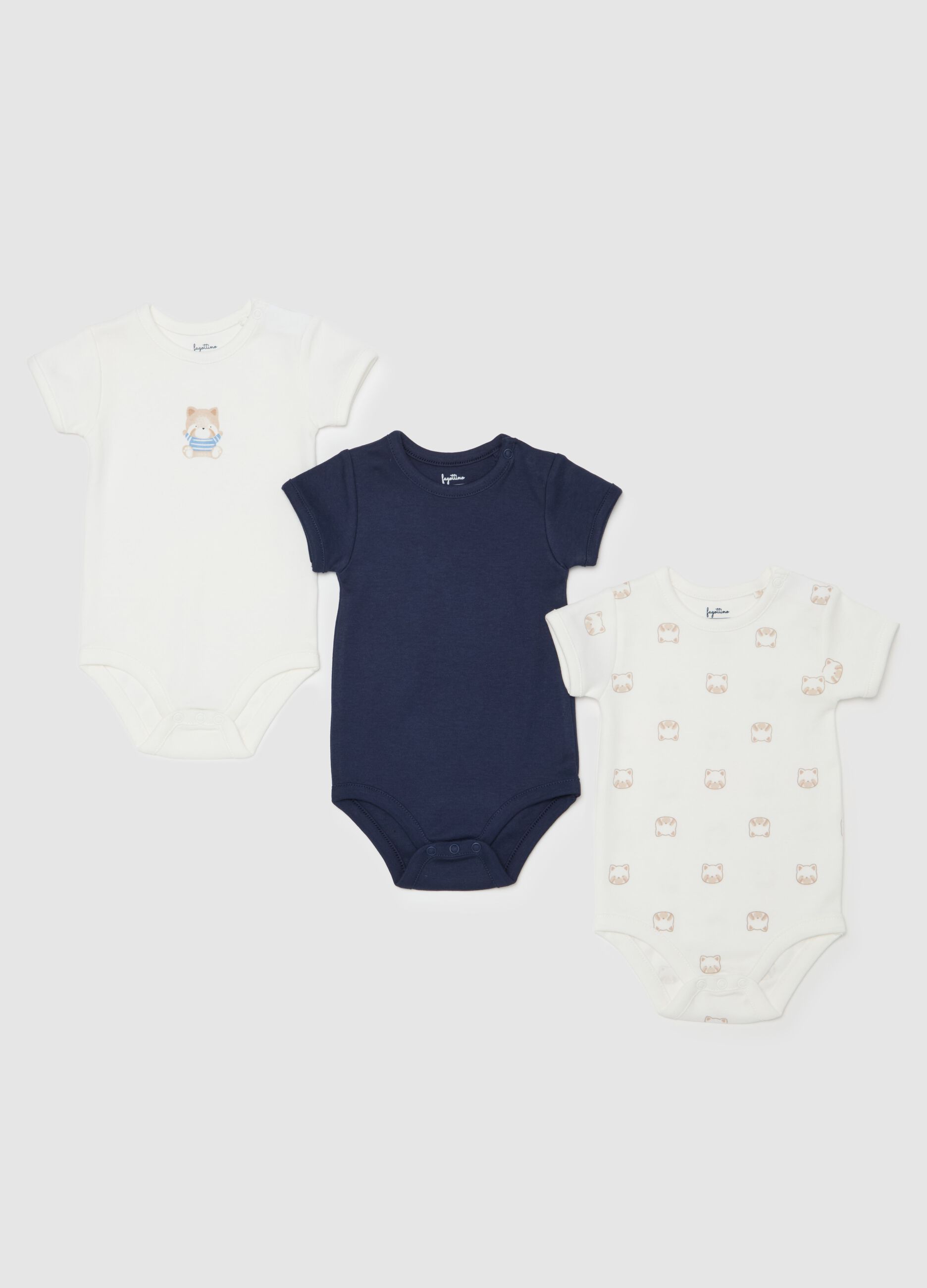 Three-pack bodysuits in organic cotton with print