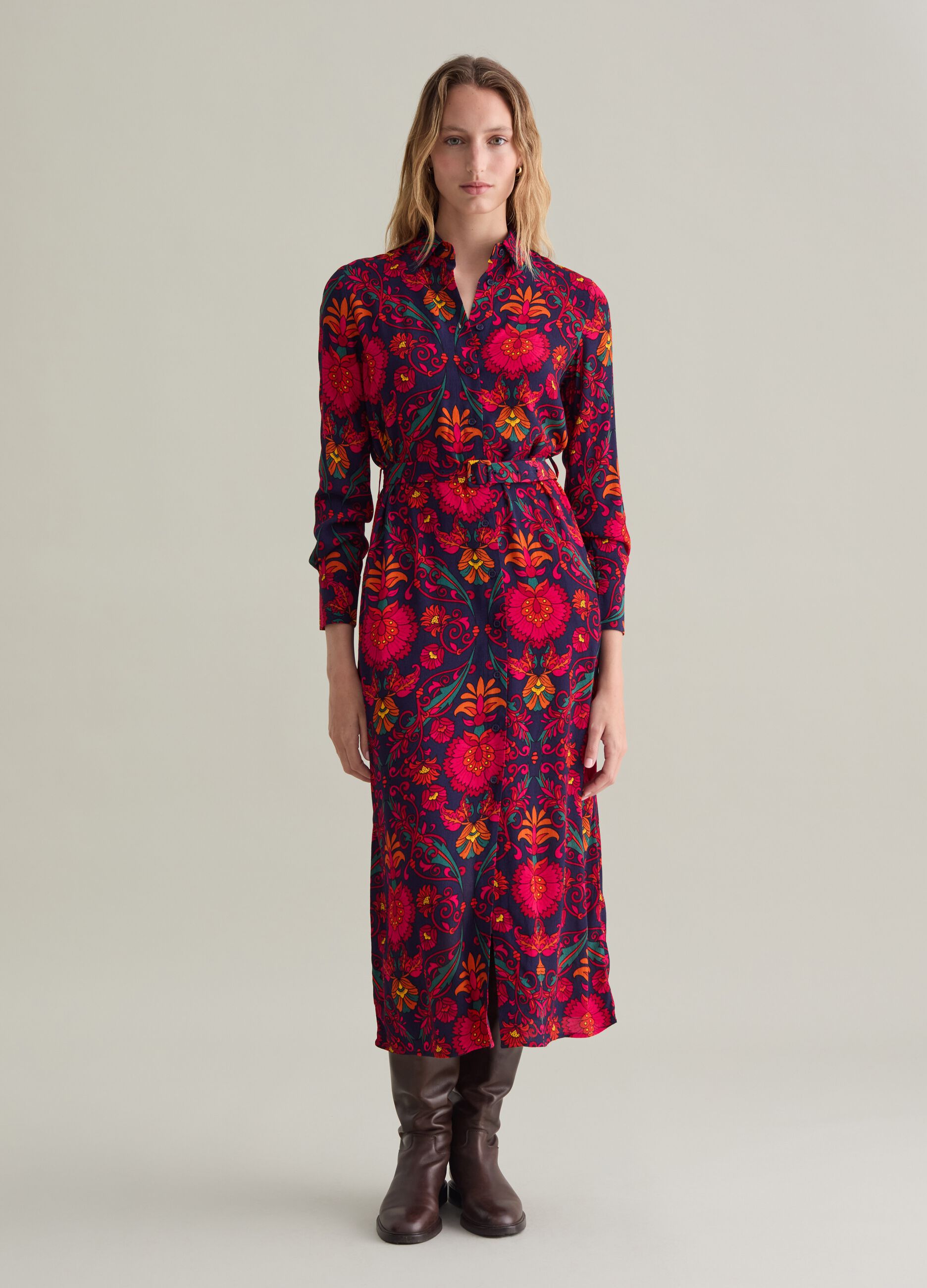 Long shirt dress with print