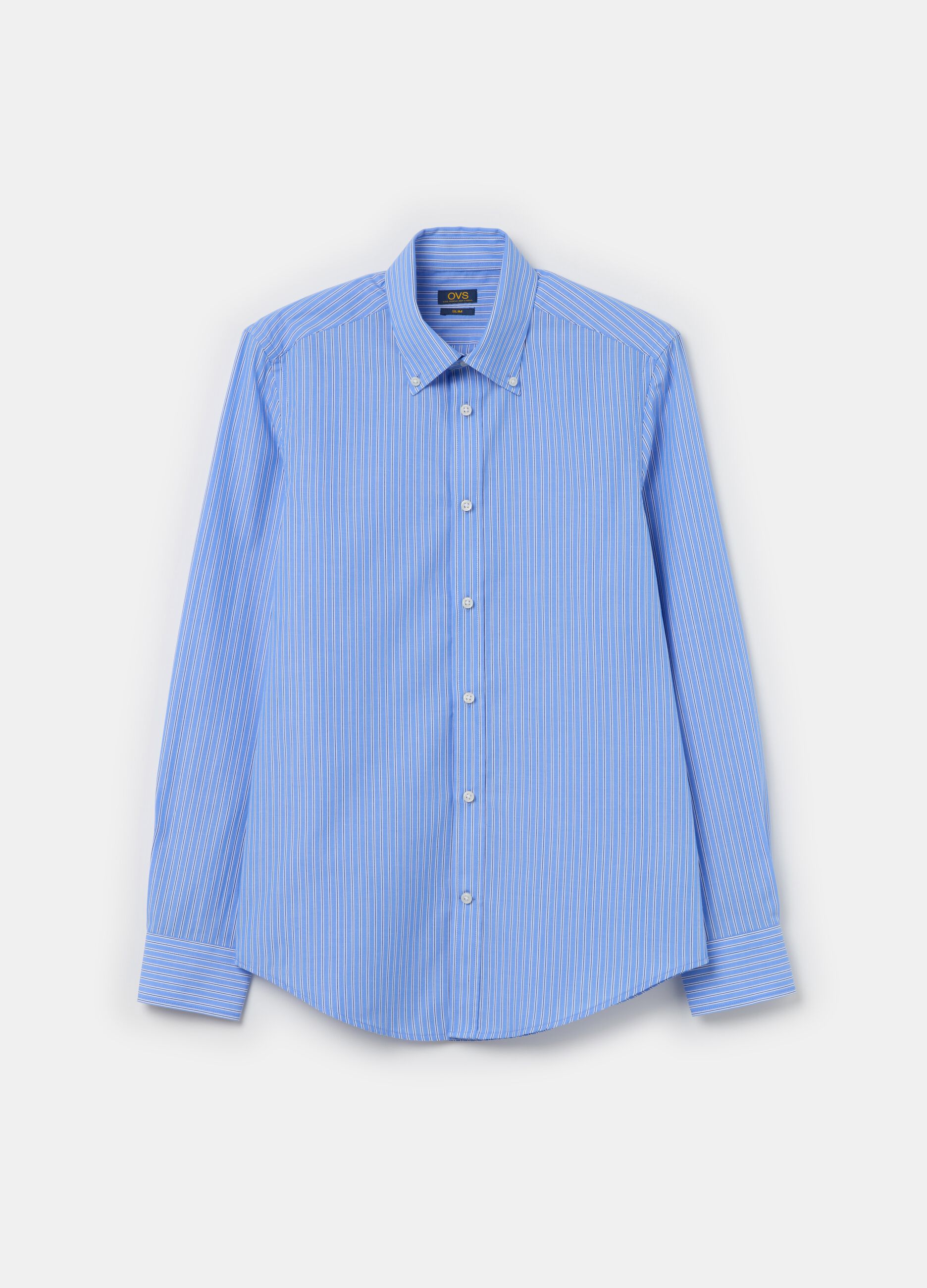 Slim-fit striped shirt with button-down collar