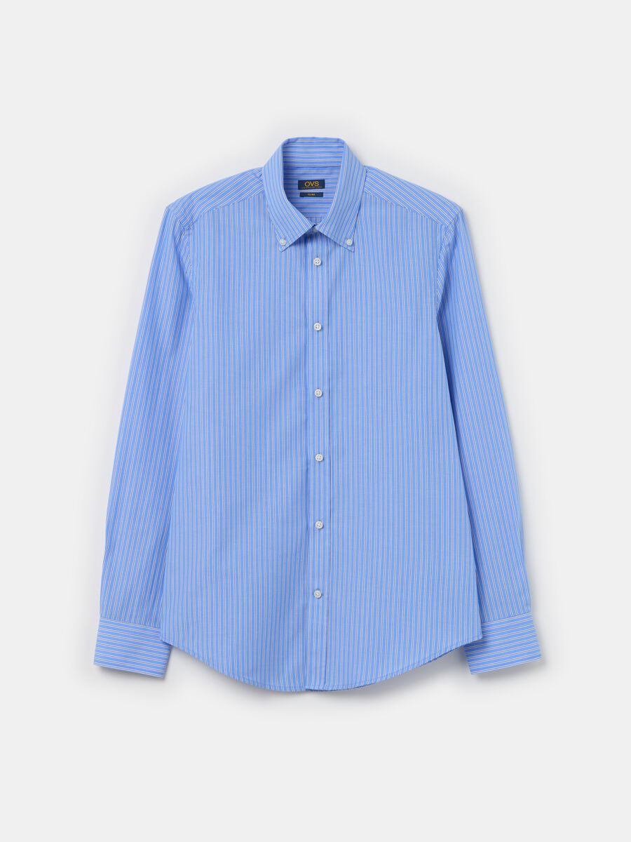 Slim-fit striped shirt with button-down collar_4