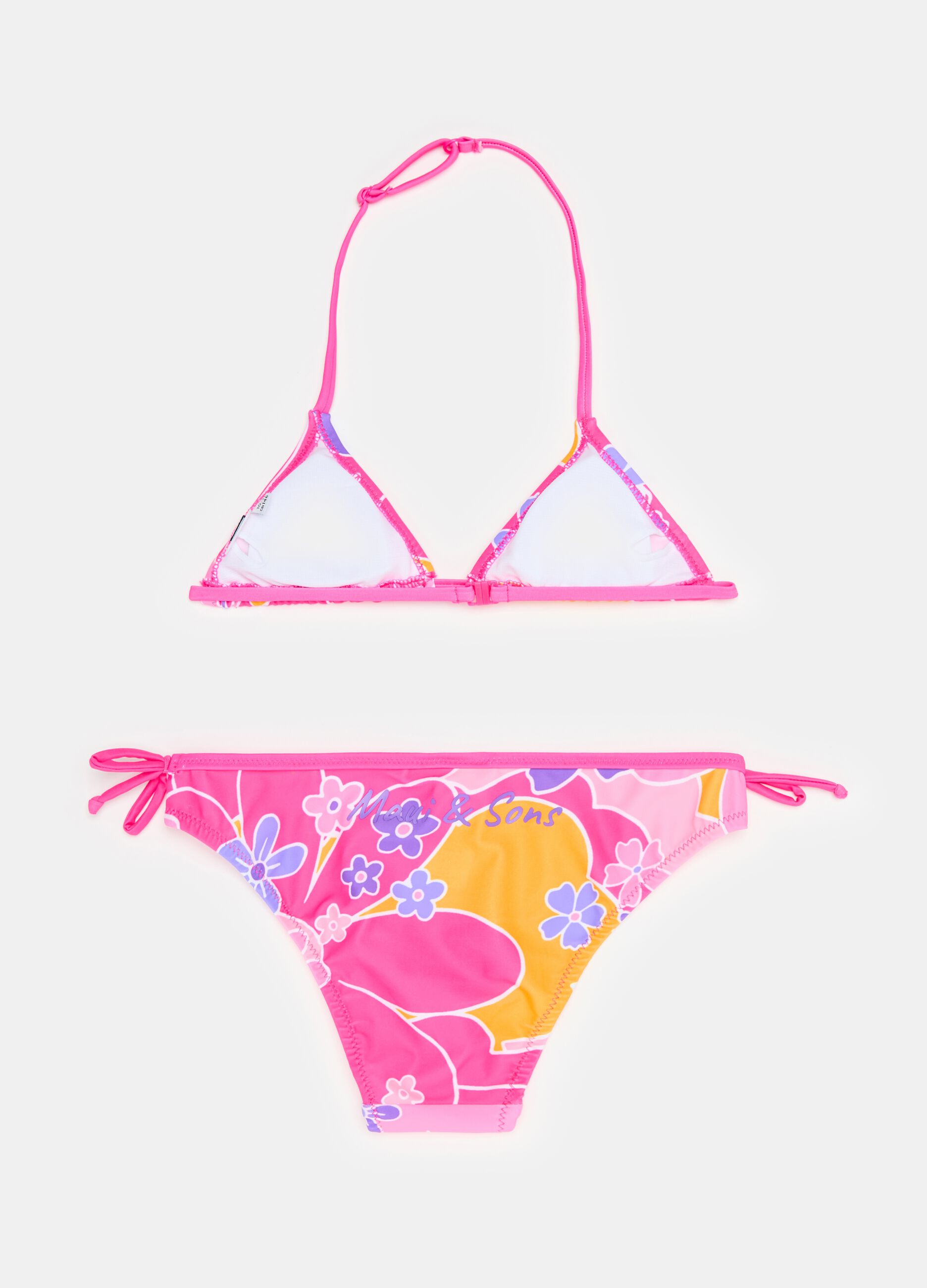 Floral bikini with logo print
