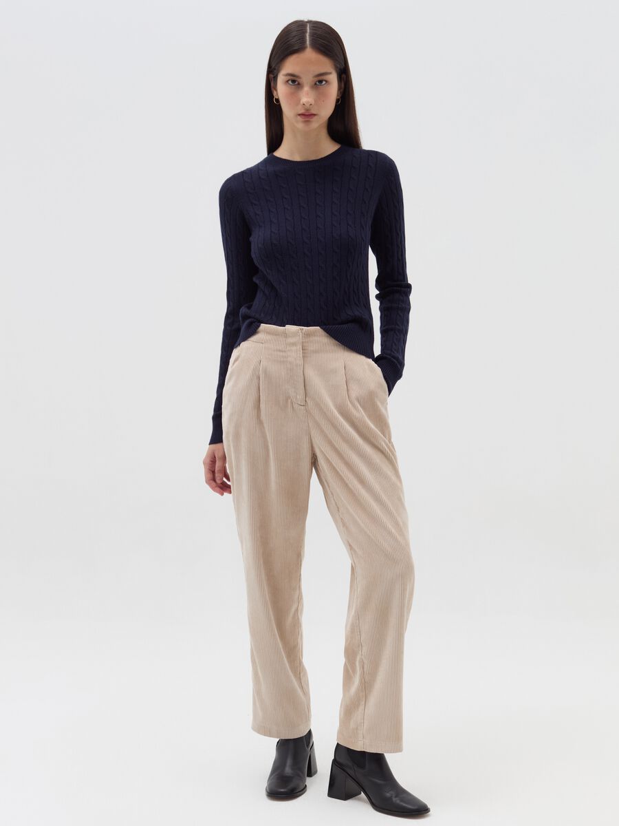 Carrot-fit trousers in corduroy with darts_0