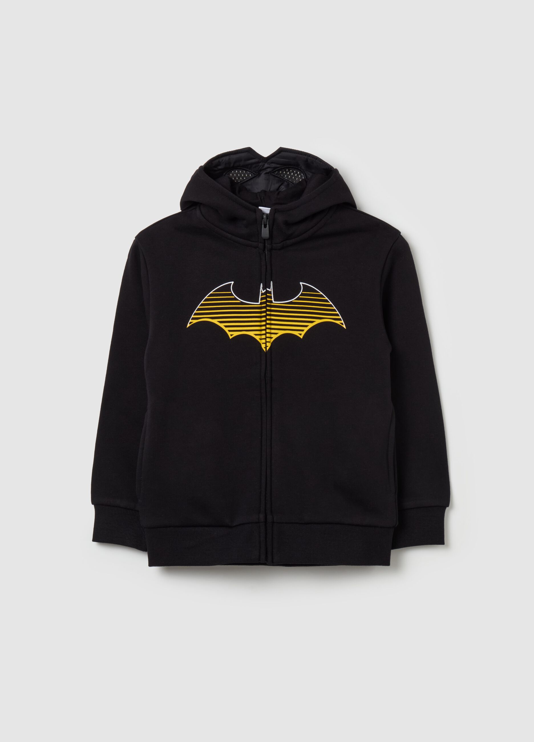 Full-zip sweatshirt with hood and Batman print