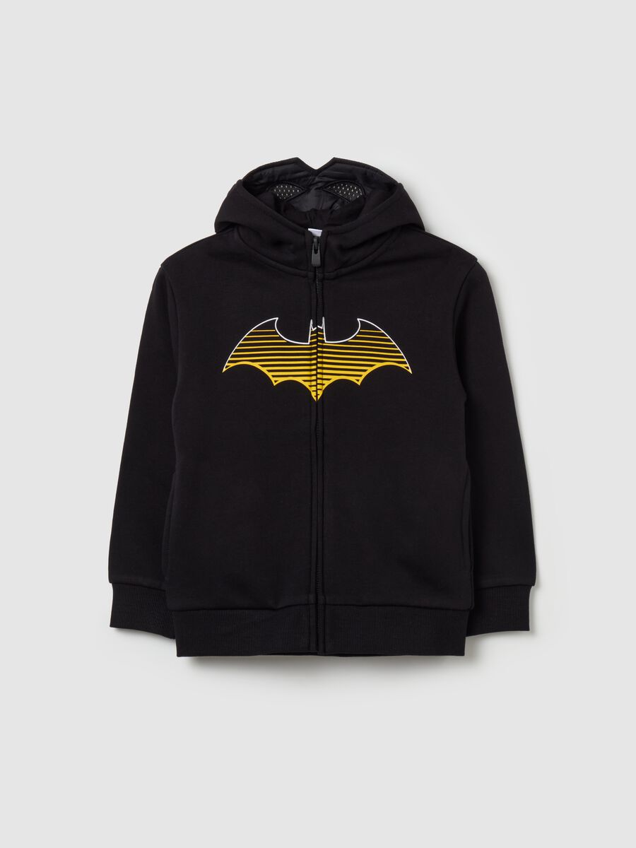 Full-zip sweatshirt with hood and Batman print_0