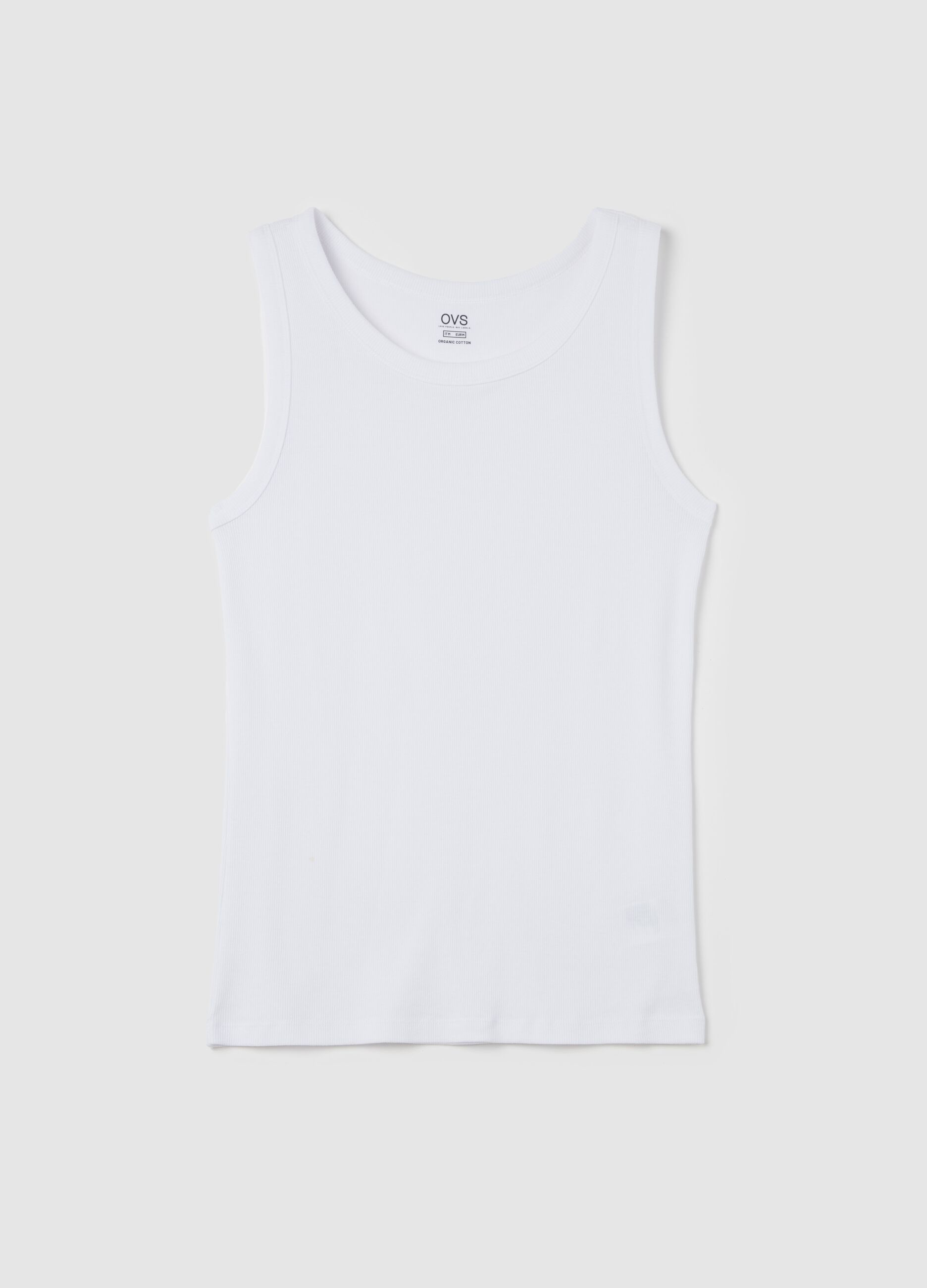 Thin rib racerback vest in organic cotton