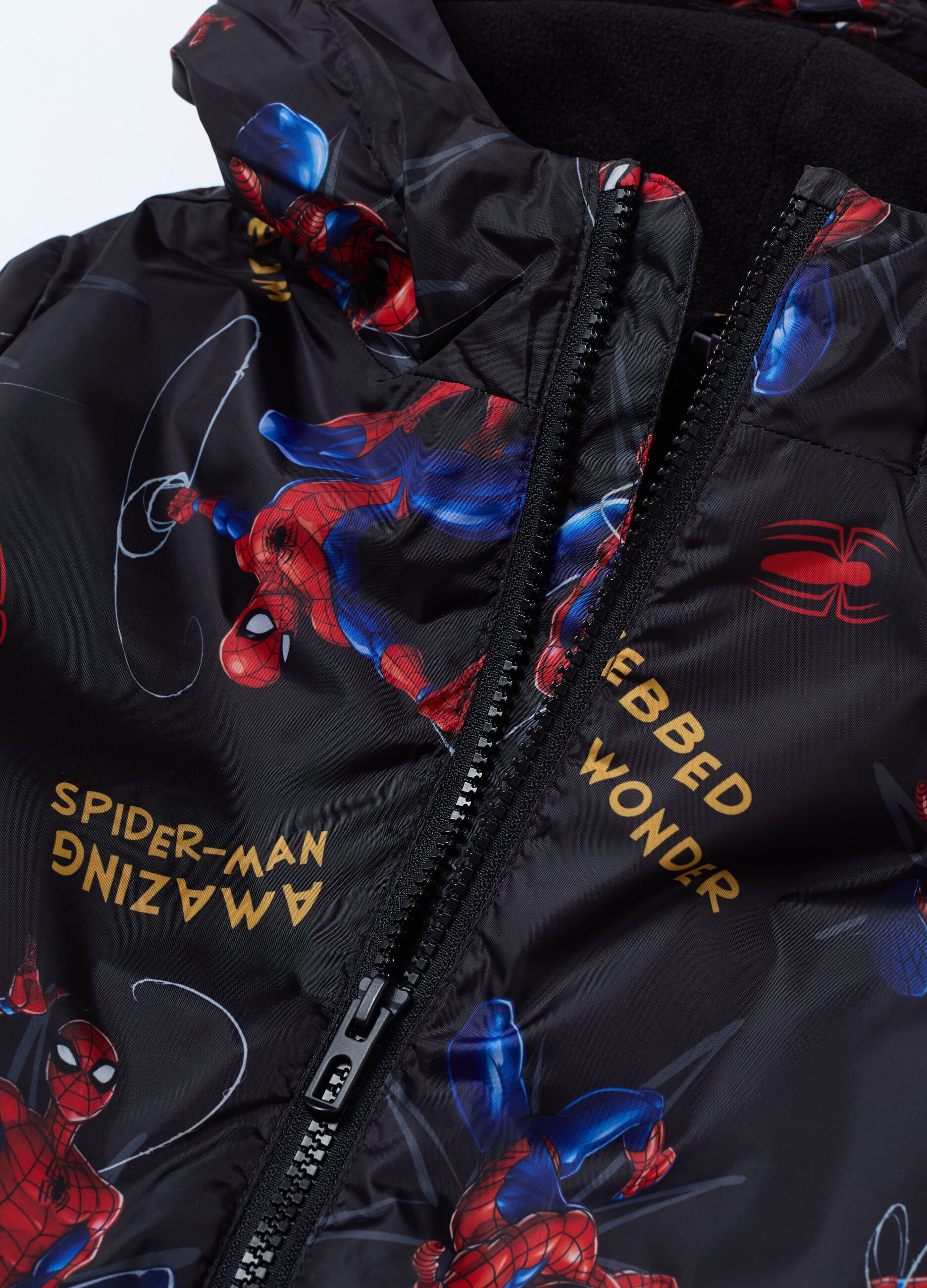 Short full-zip jacket with Spider-Man print