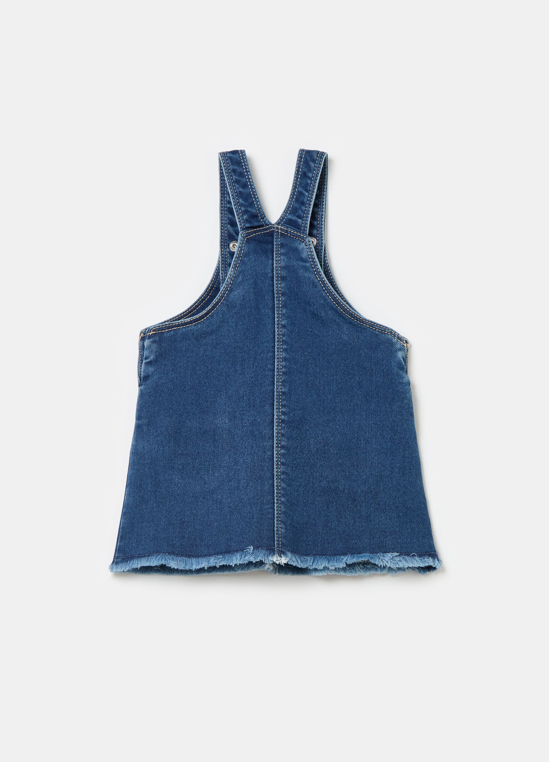 Pinafore in fringed denim