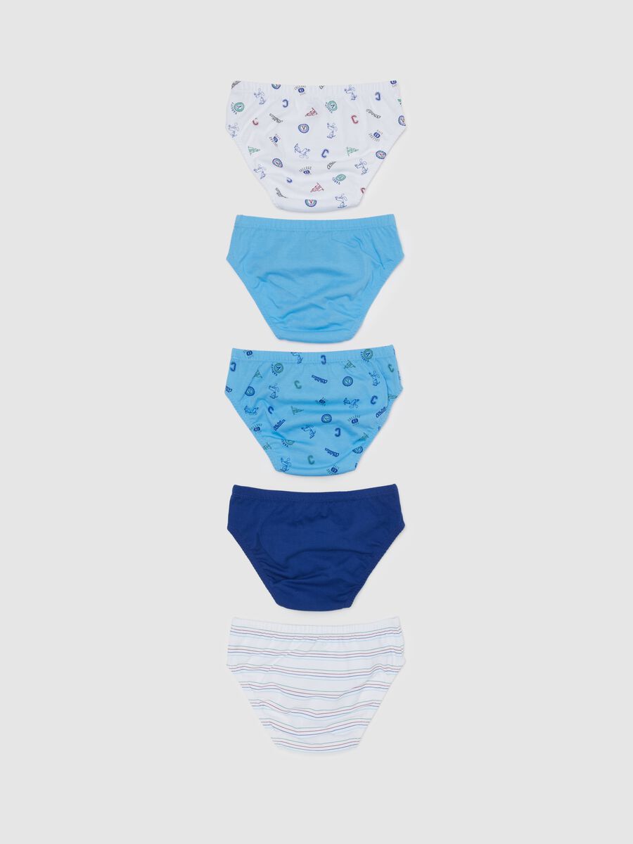 Five-pack organic cotton briefs with college print_1