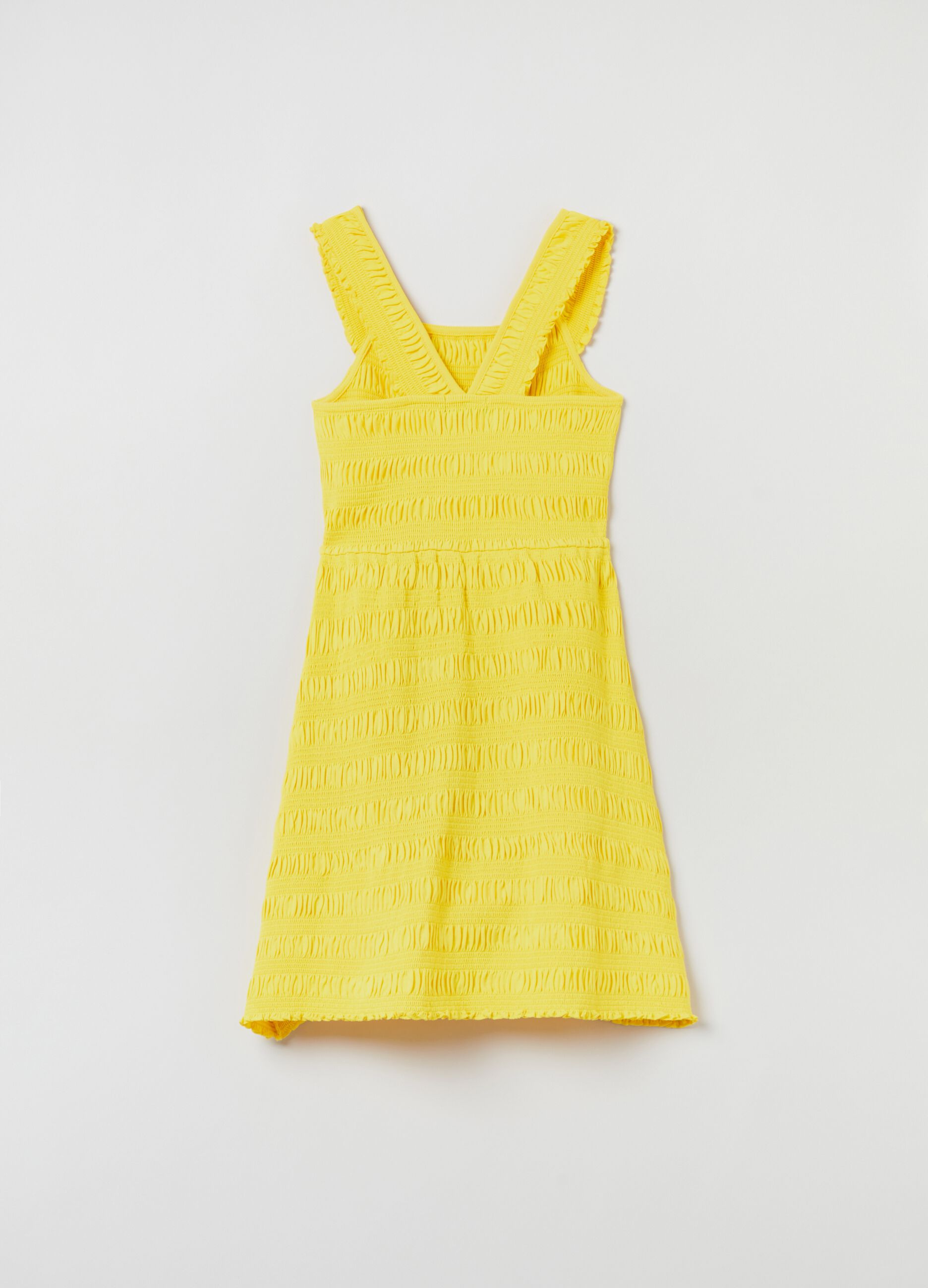 Sleeveless dress in smock stitch