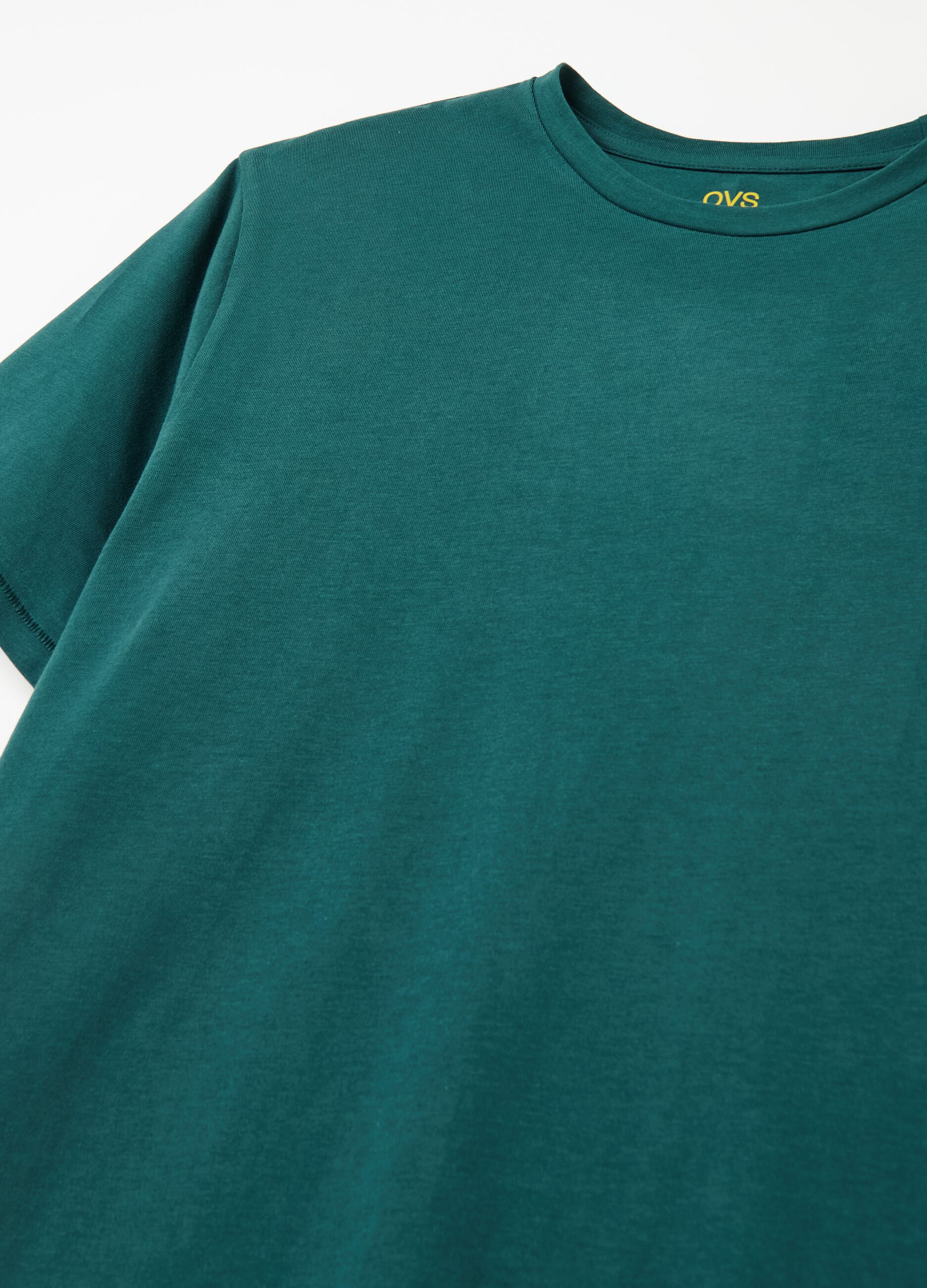 Stretch cotton T-shirt with crew-neck