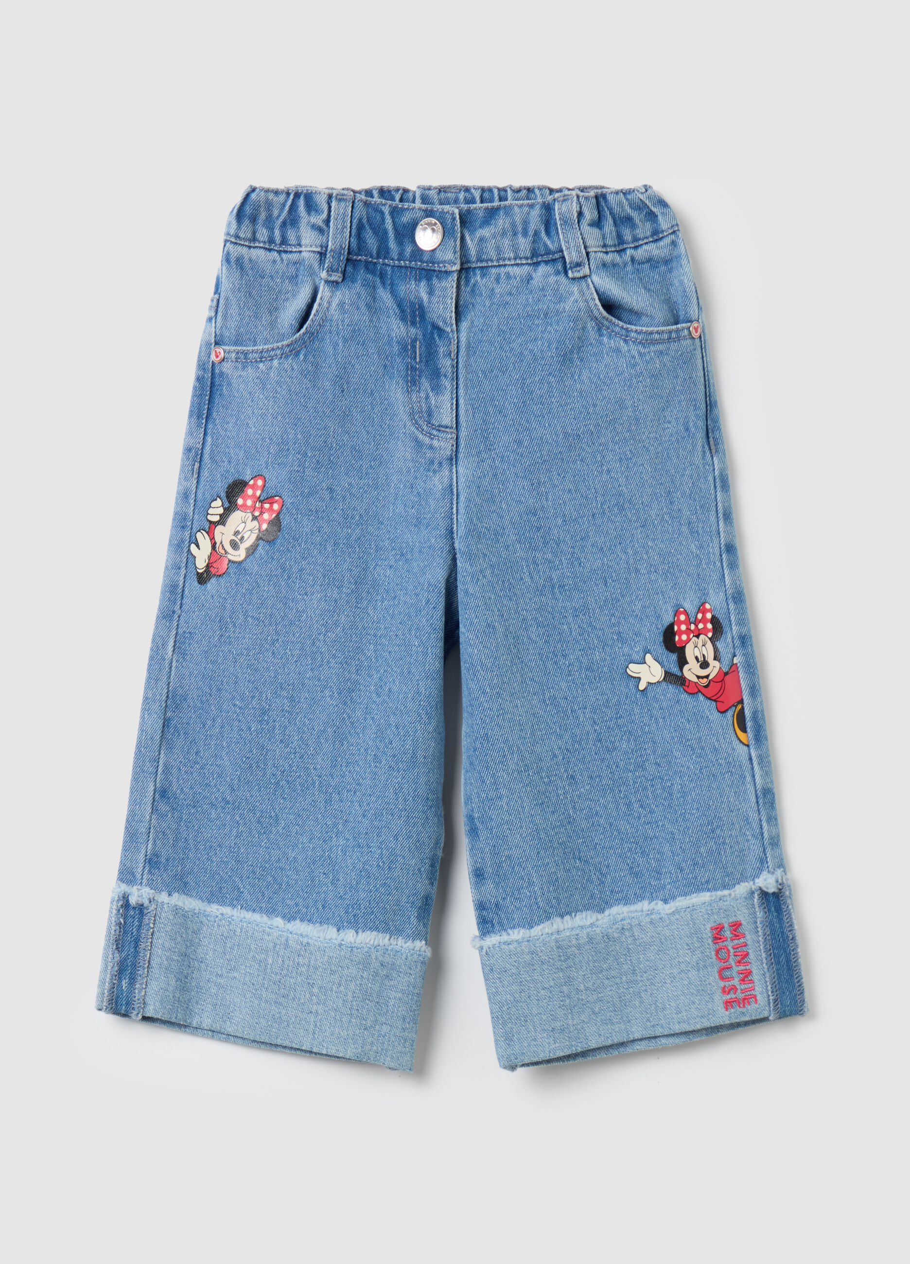 Jeans a gamba larga con stampa Minnie