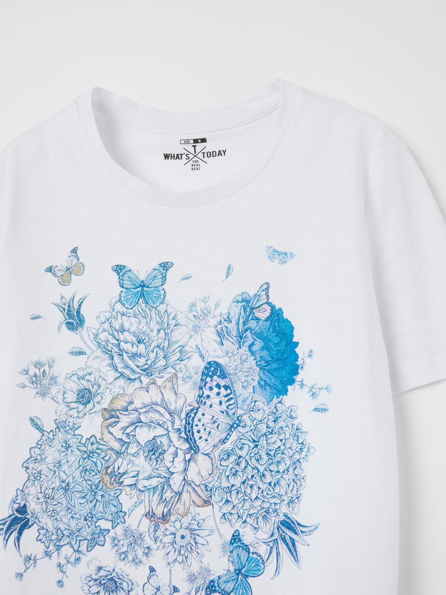 T-shirt with butterflies with flowers print_5