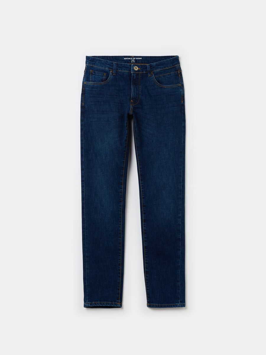 Slim-fit cross-hatch cotton jeans_4