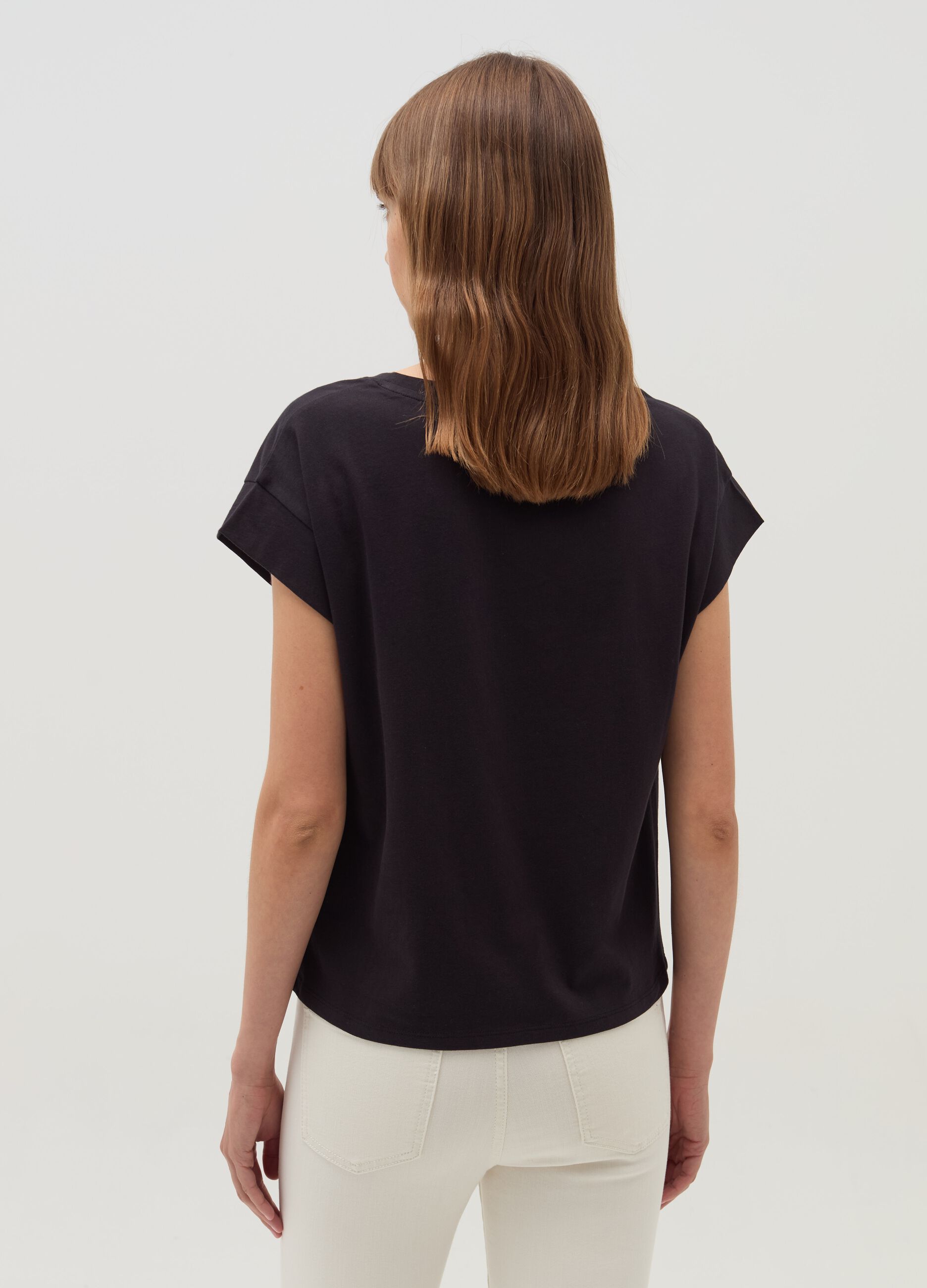 Cotton T-shirt with kimono sleeves