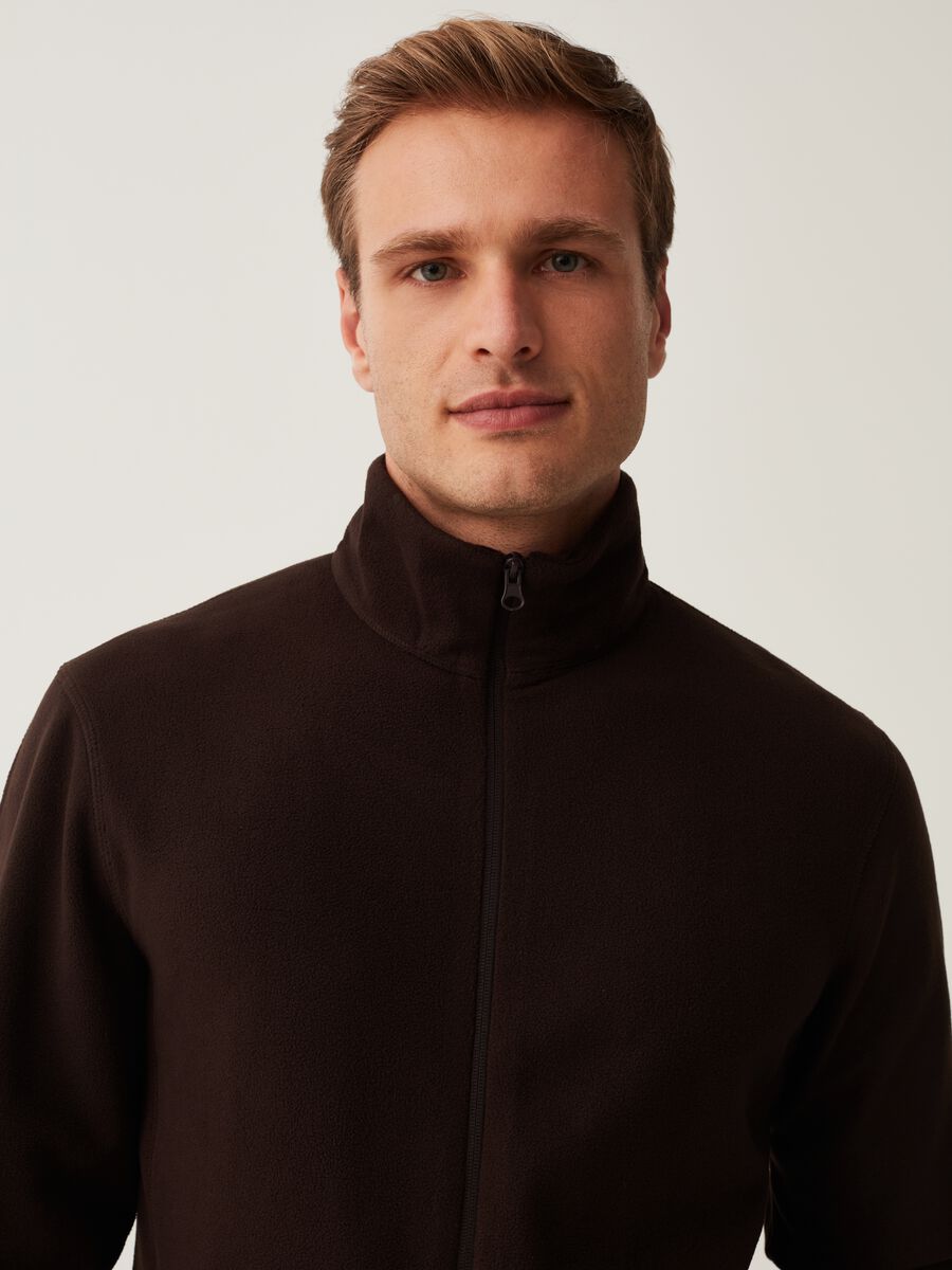 Fleece full-zip sweatshirt with high neck_1