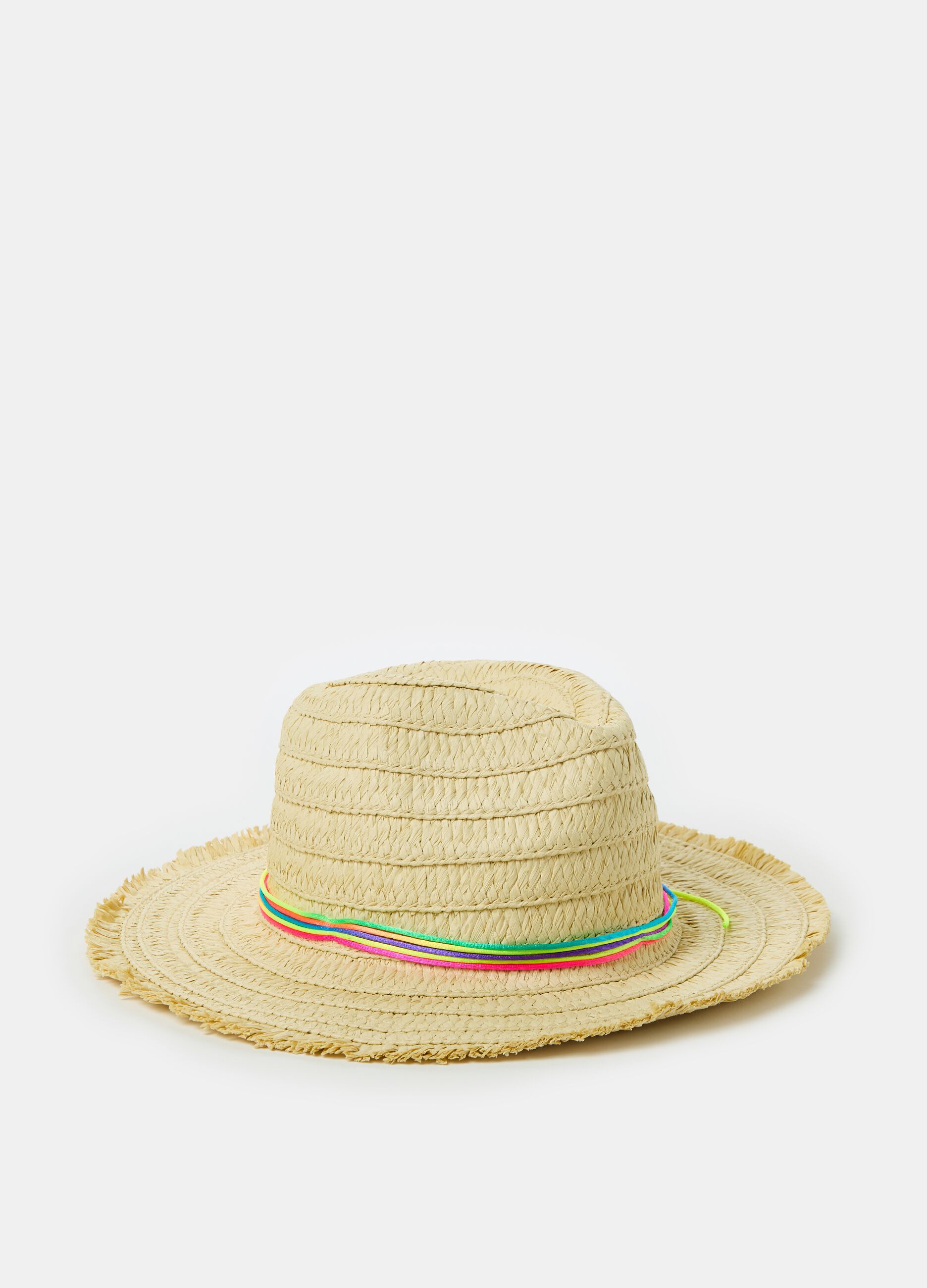 Trilby hat with multicoloured laces