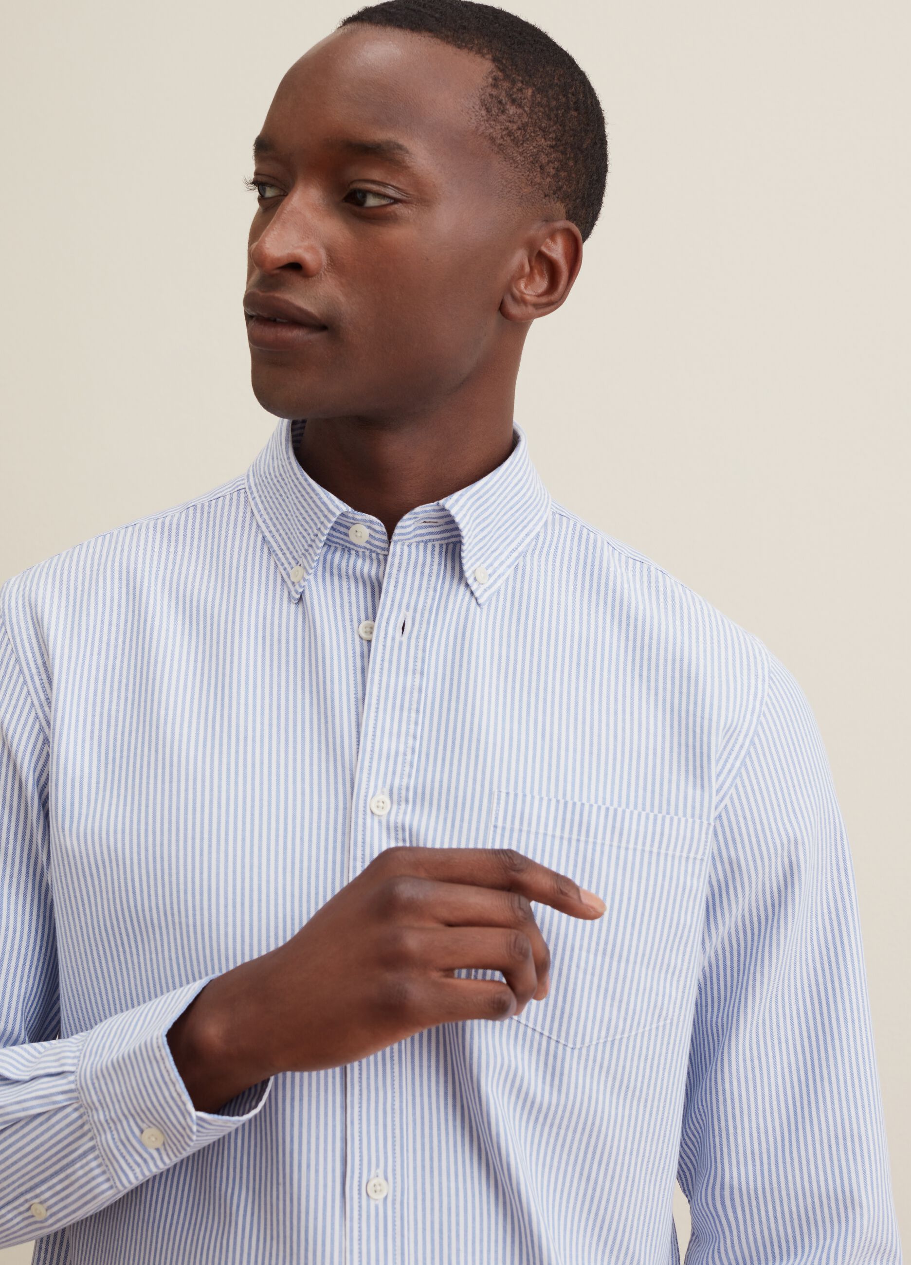 Oxford cotton shirt with thin stripes