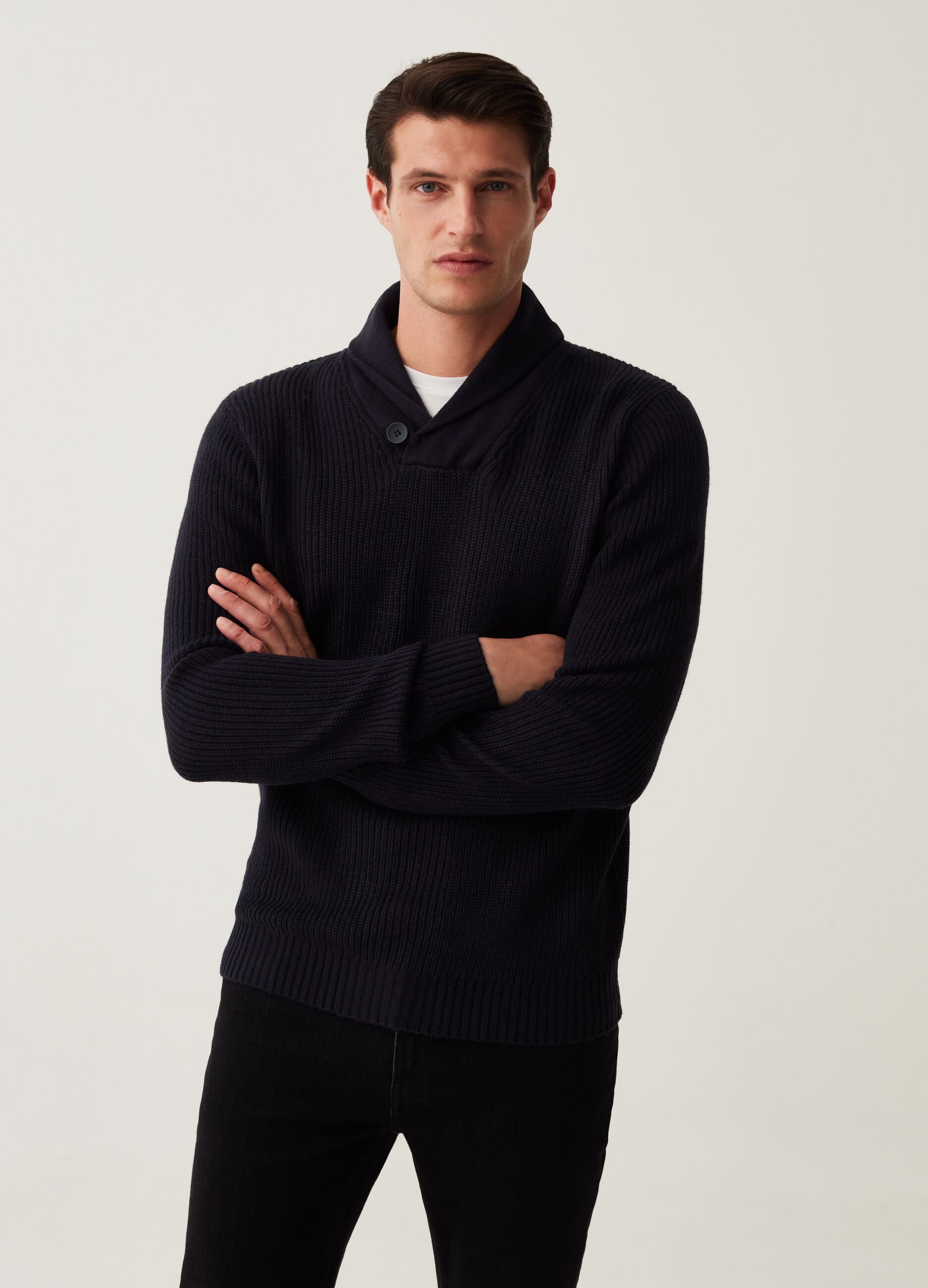 Pullover with shawl neck