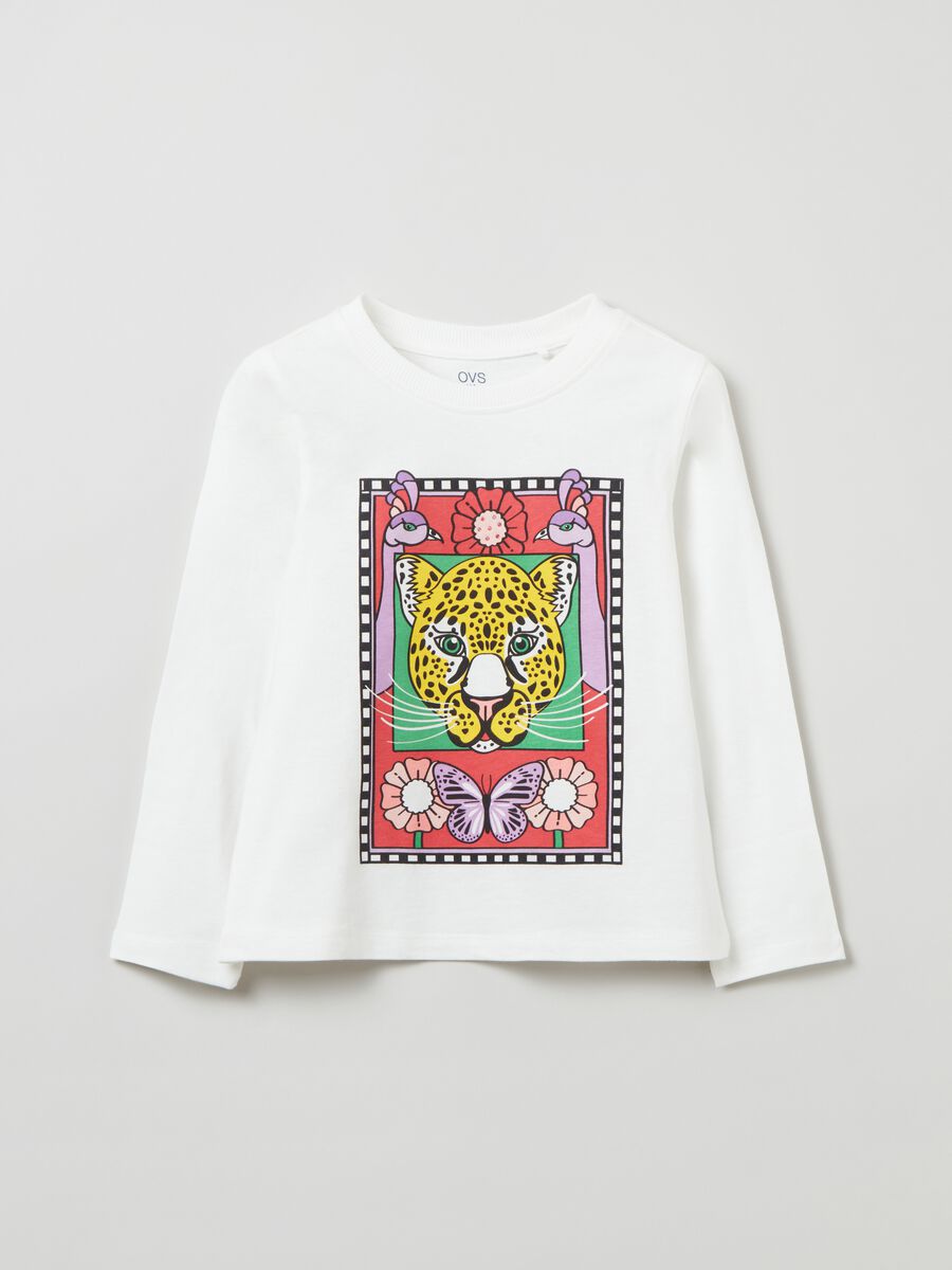 Long-sleeved T-shirt with print and diamanté design_0