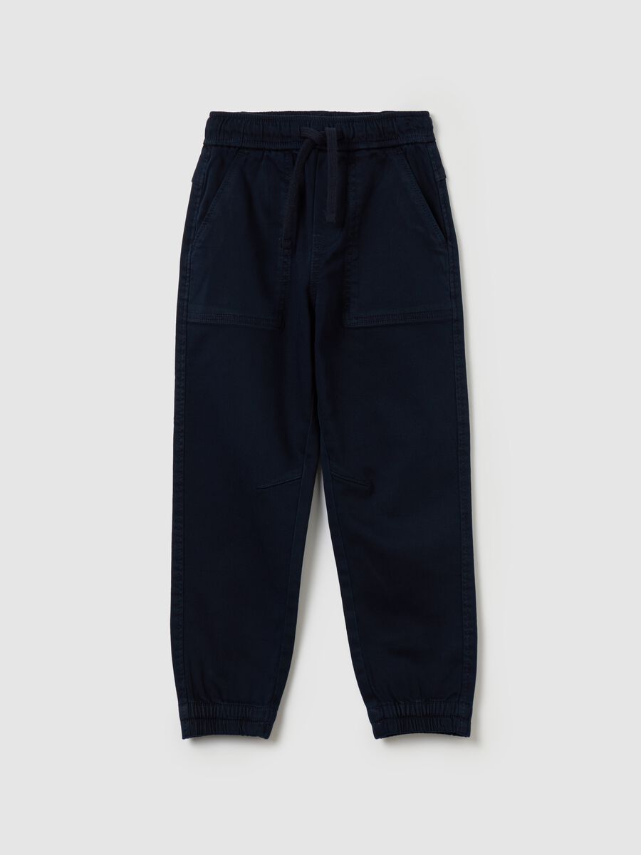 Stretch cotton joggers with drawstring_0